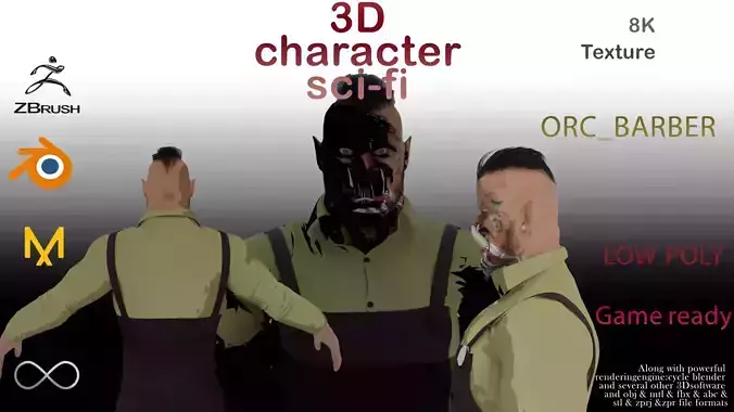 ORC-BARBER Low-poly 3D model