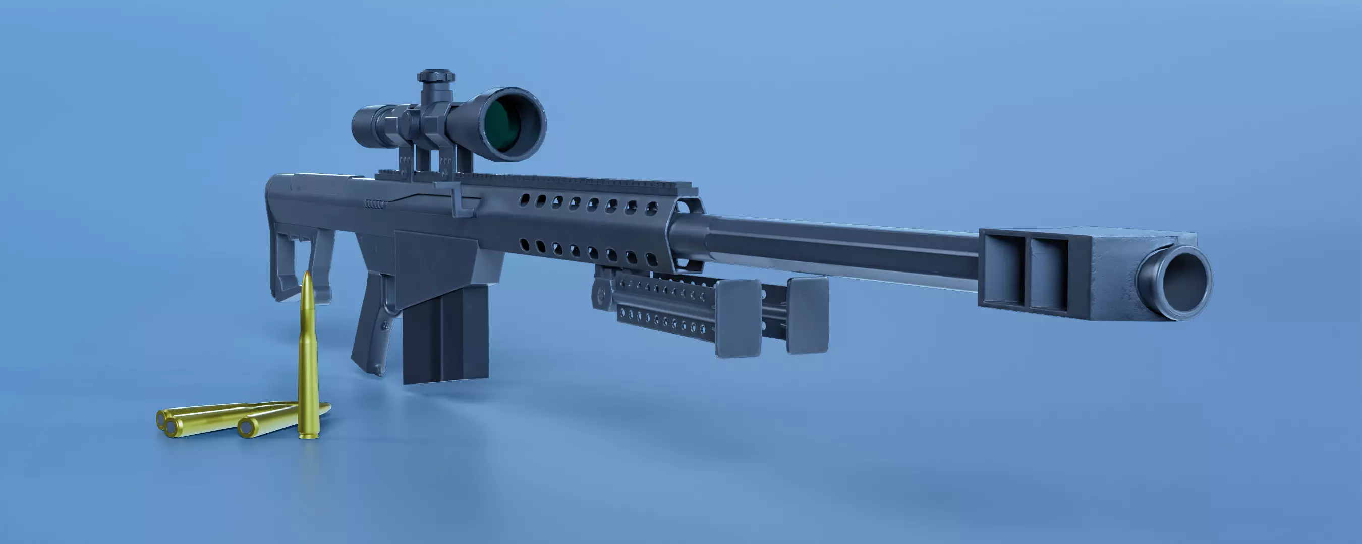 Barrett M82 Sniper Rifle Low-poly 3D model_0
