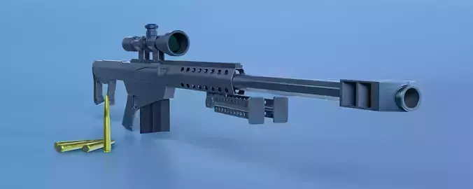 Barrett M82 Sniper Rifle Low-poly 3D model