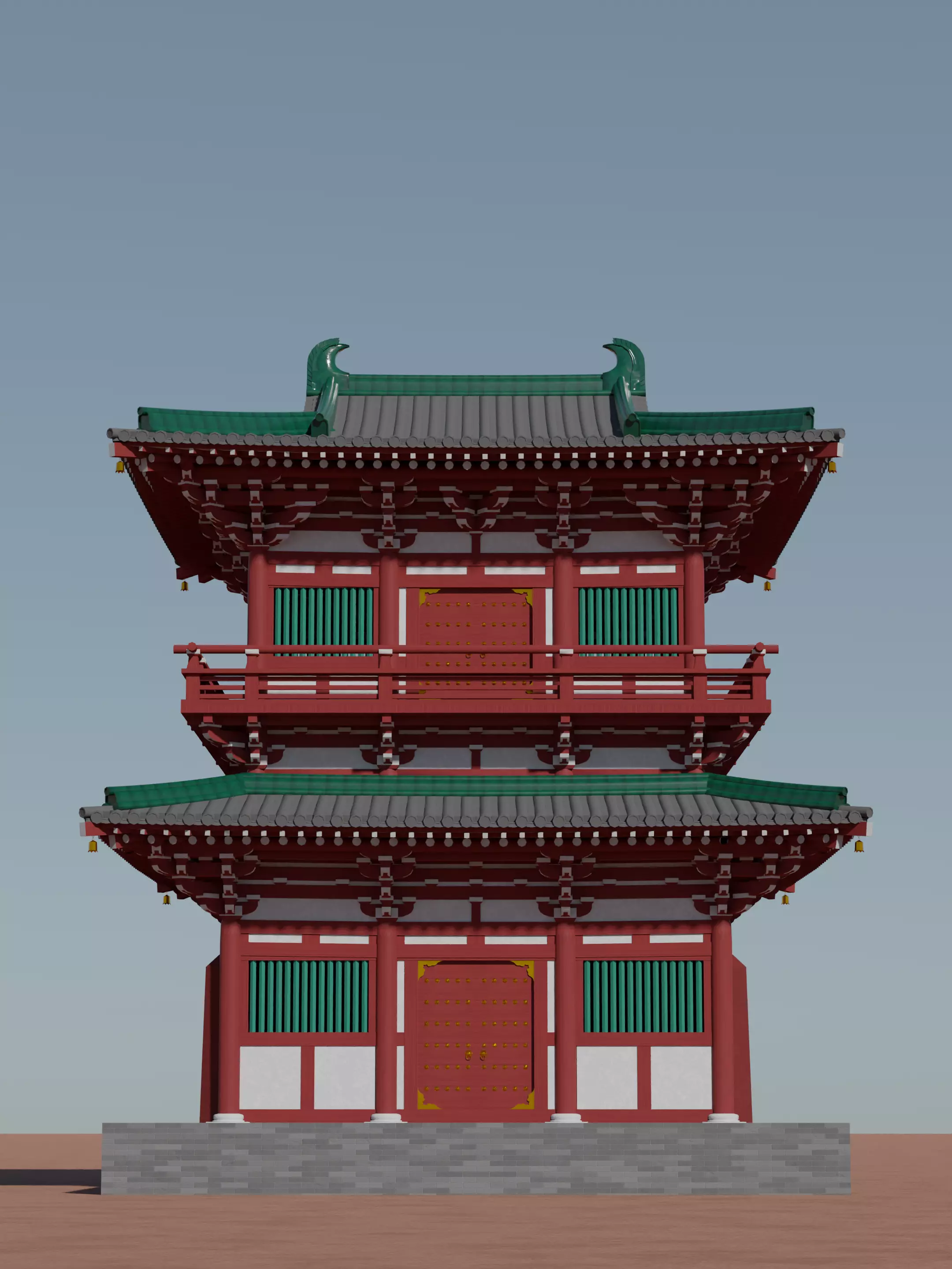 Tang-Dynasty-styled Architecture Low-poly 3D model