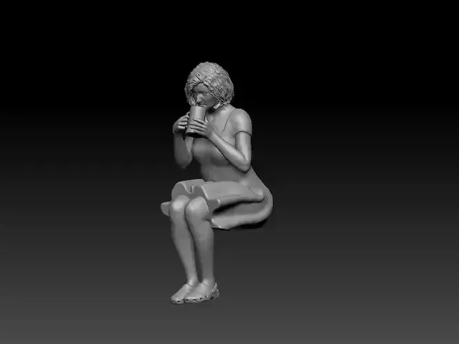 old woman drinking 3D print model