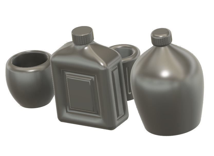 Set of Bottles and Glasses 1-12 Scale for Action Figures 3D print model_4