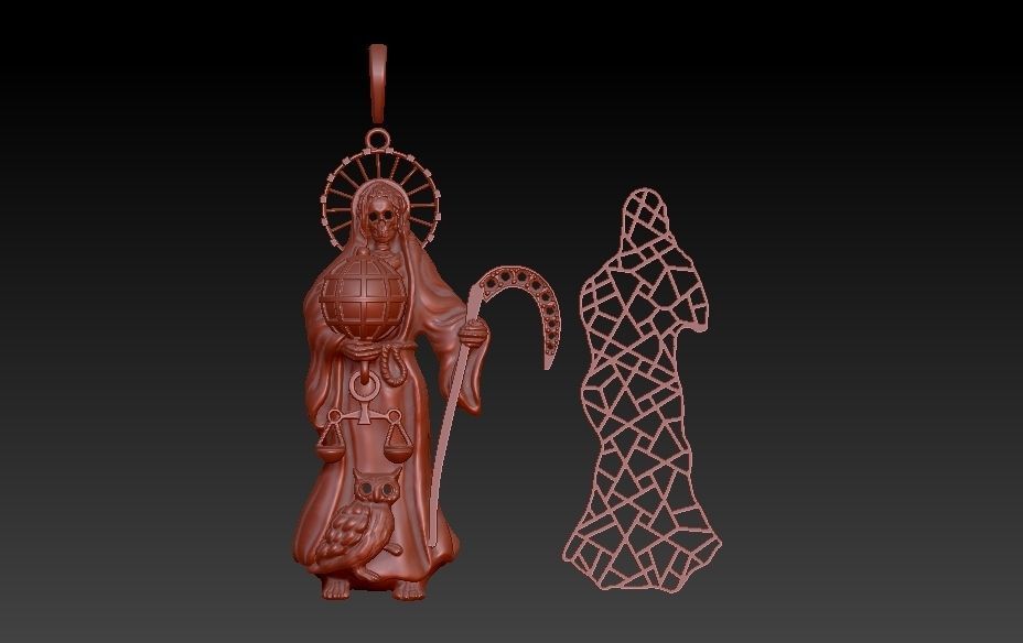 Santa Muerte Pendant 3D print model_27