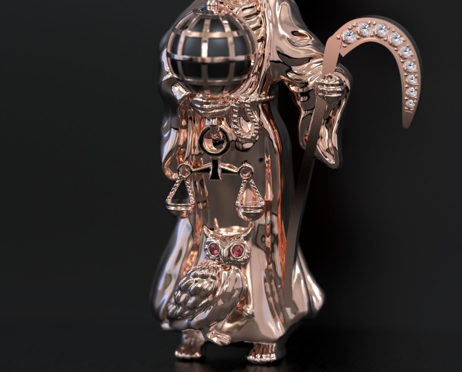 Santa Muerte Pendant 3D print model_1