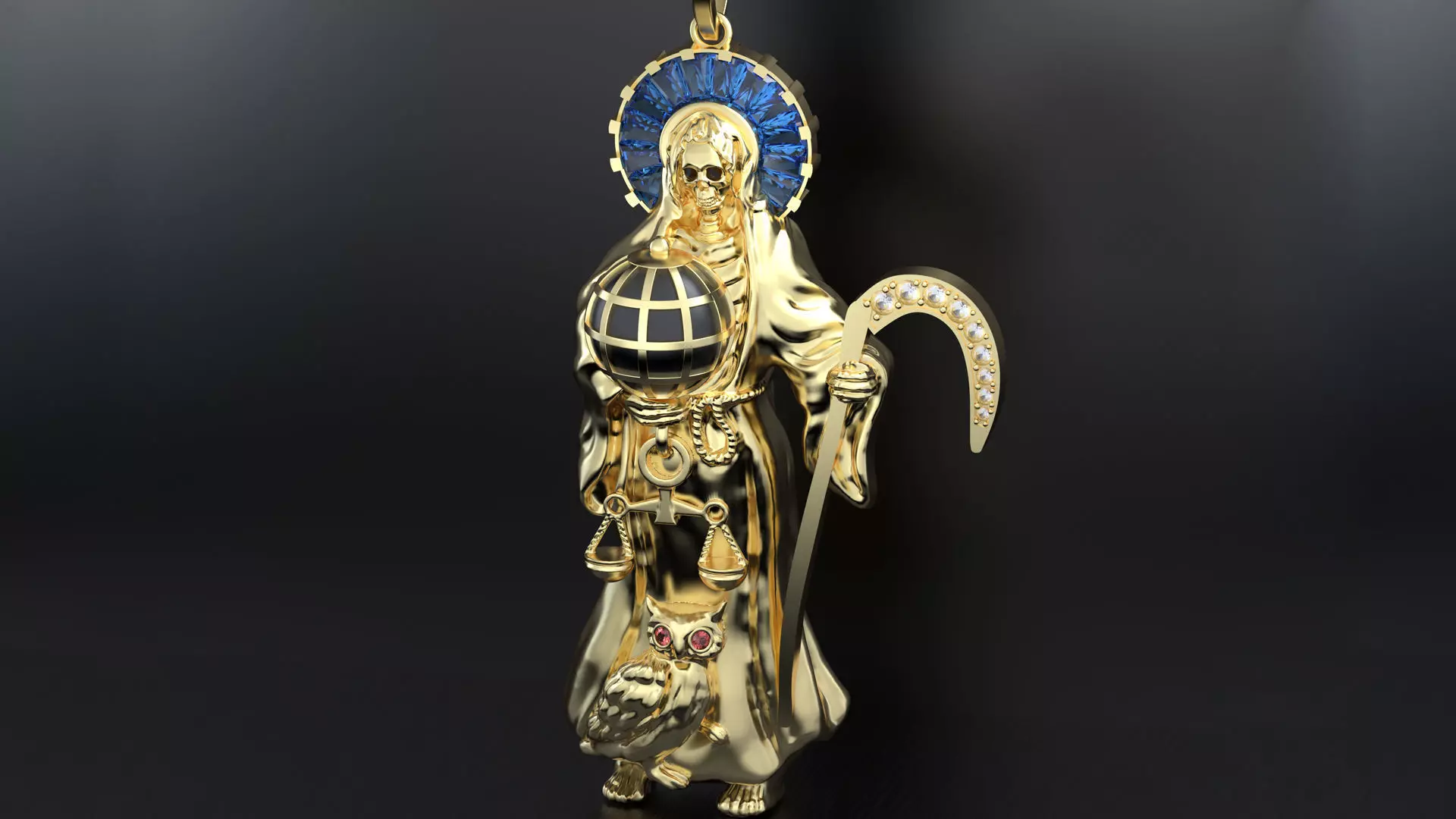 Santa Muerte Pendant 3D print model_0