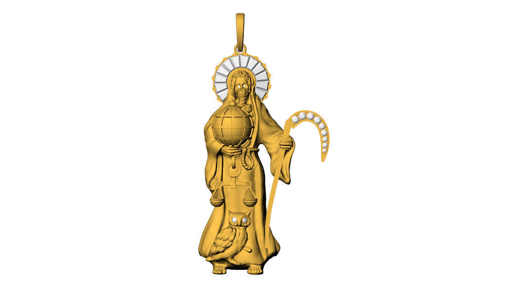Santa Muerte Pendant 3D print model_6