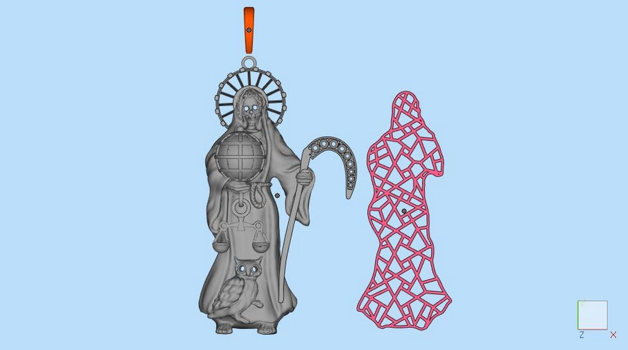 Santa Muerte Pendant 3D print model_13