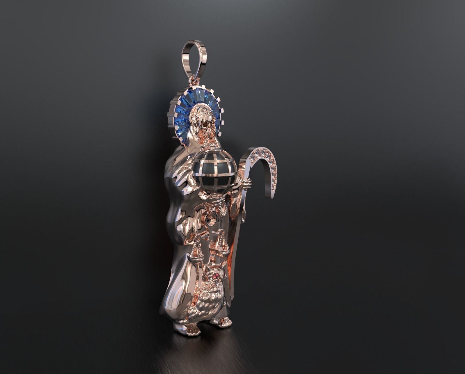 Santa Muerte Pendant 3D print model_4