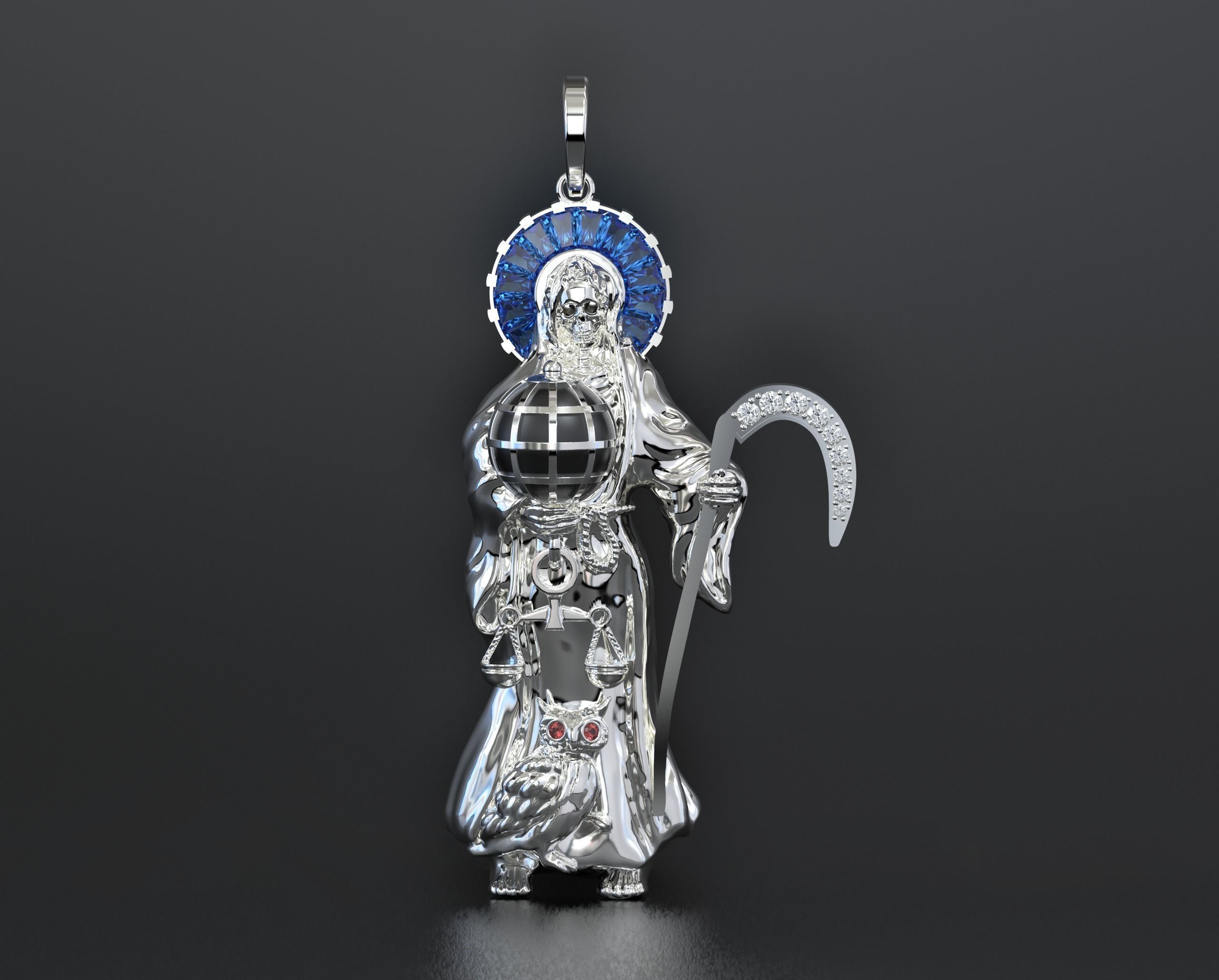 Santa Muerte Pendant 3D print model_3