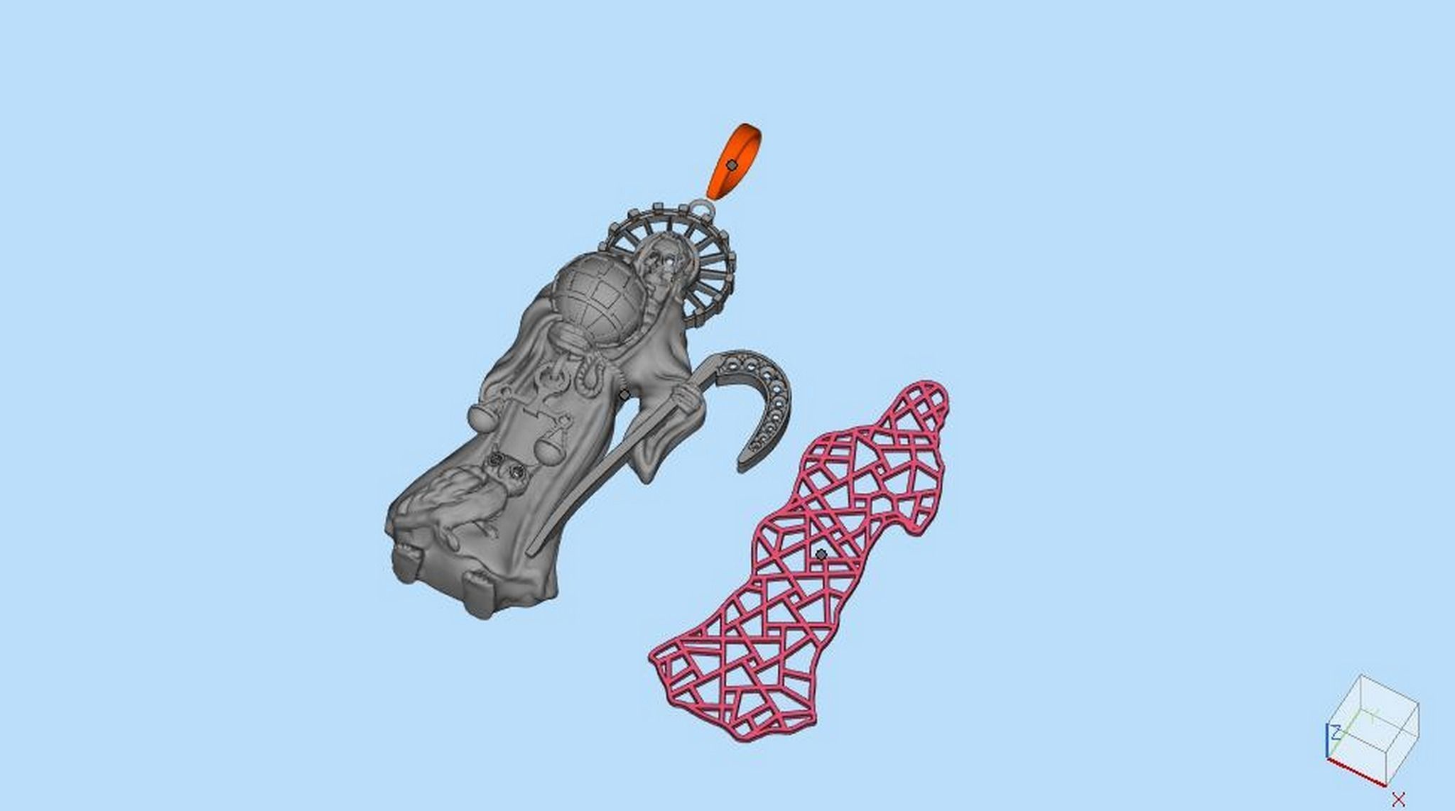 Santa Muerte Pendant 3D print model_20
