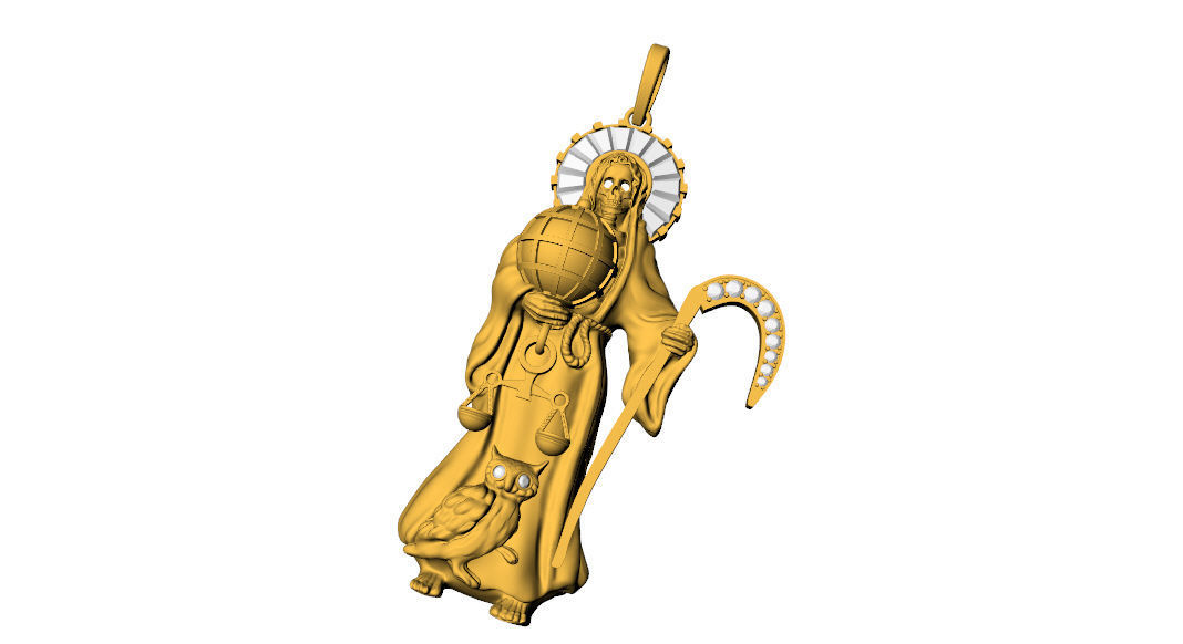 Santa Muerte Pendant 3D print model_7