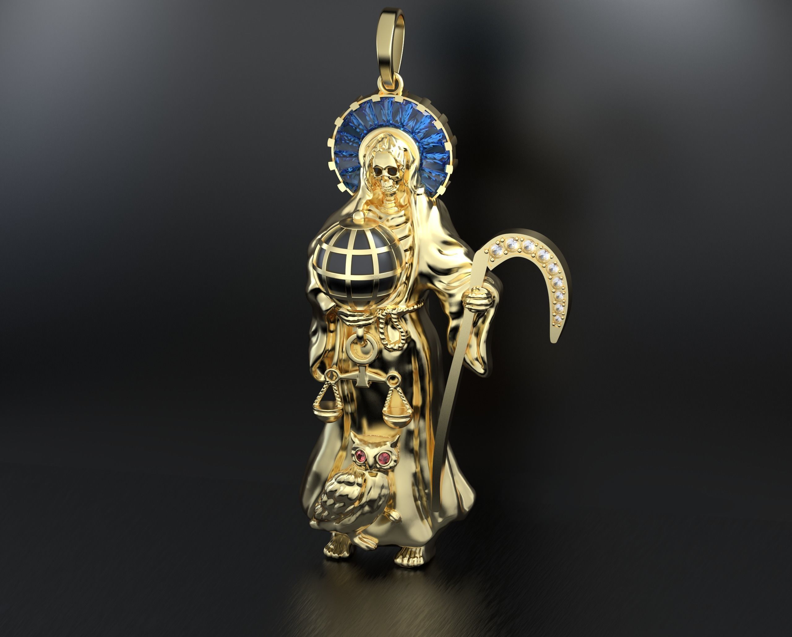 Santa Muerte Pendant 3D print model_2