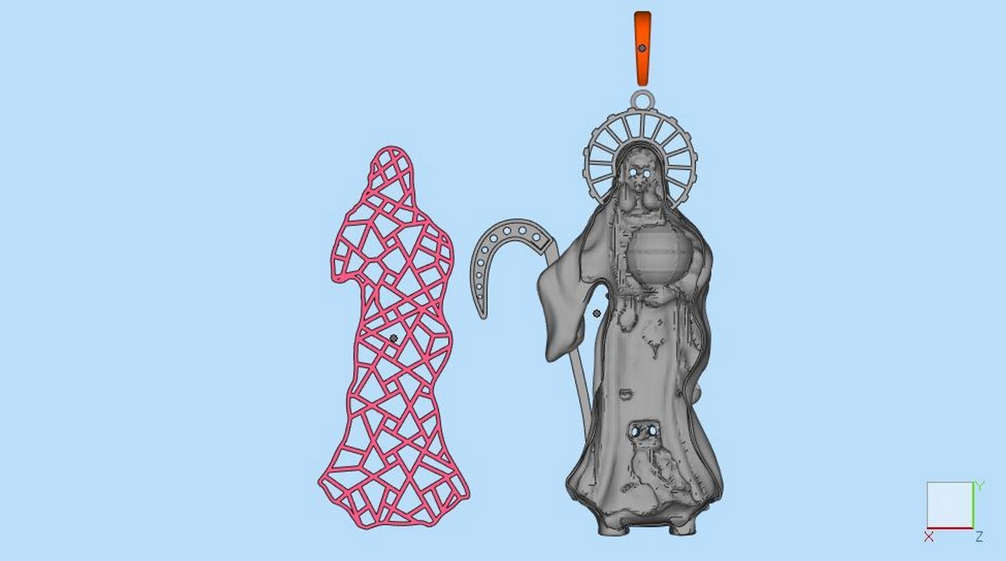 Santa Muerte Pendant 3D print model_14