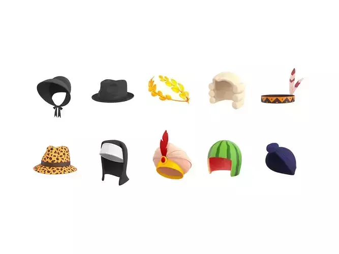 Hats and Helmets Pack 8 3D model