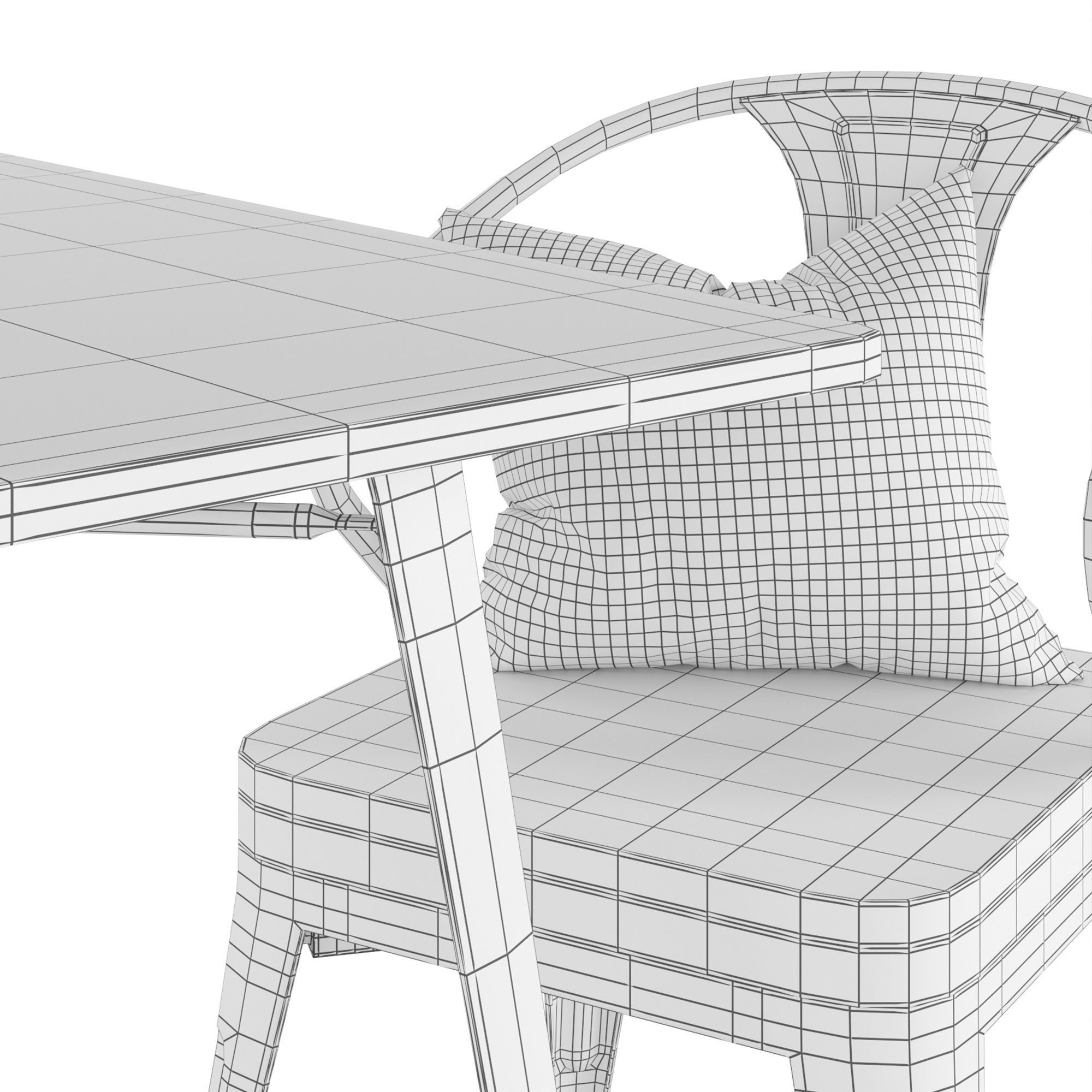 Table and Chair Malibu 3D model_5