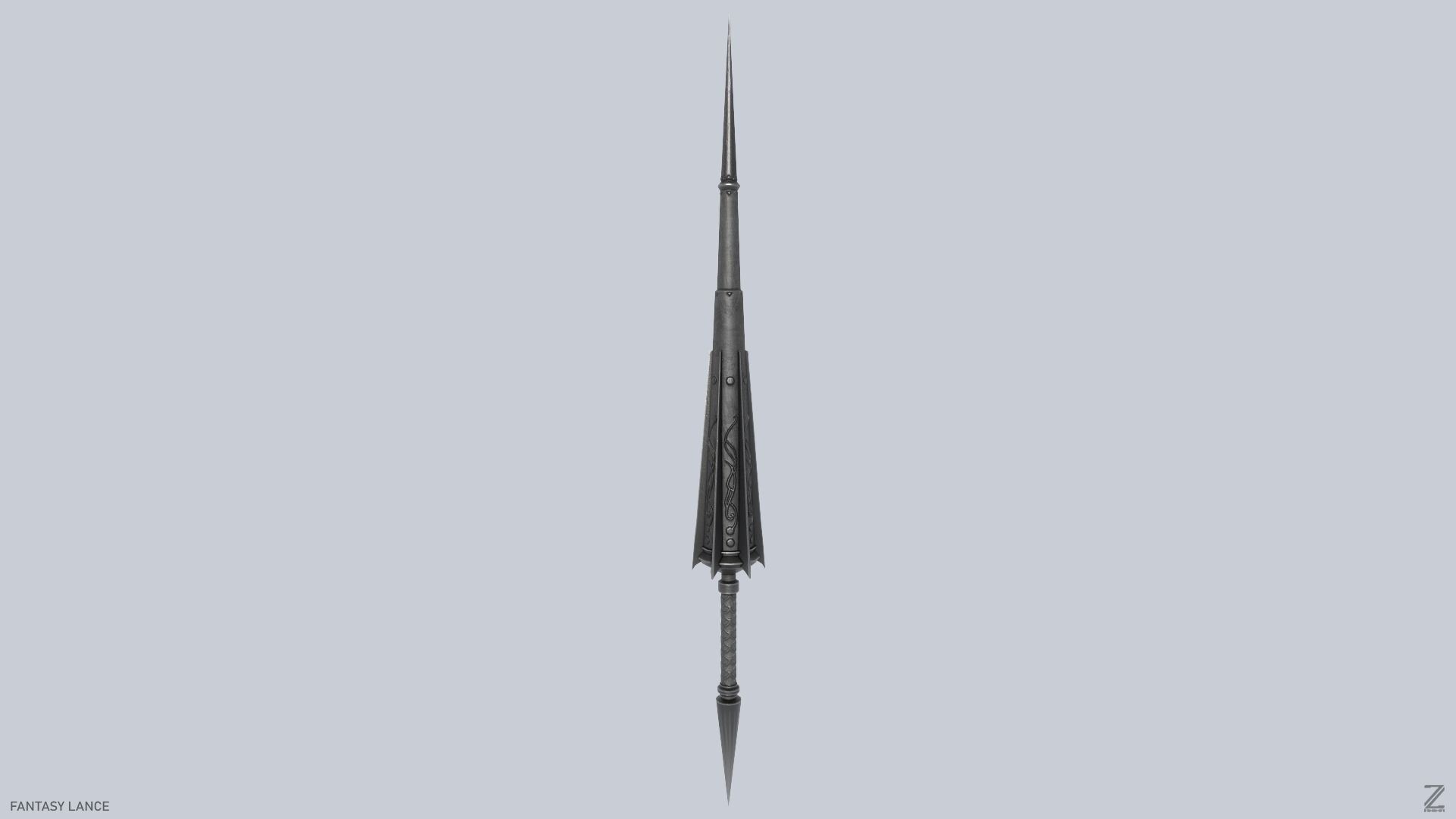 Fantasy lance Low-poly 3D model_3