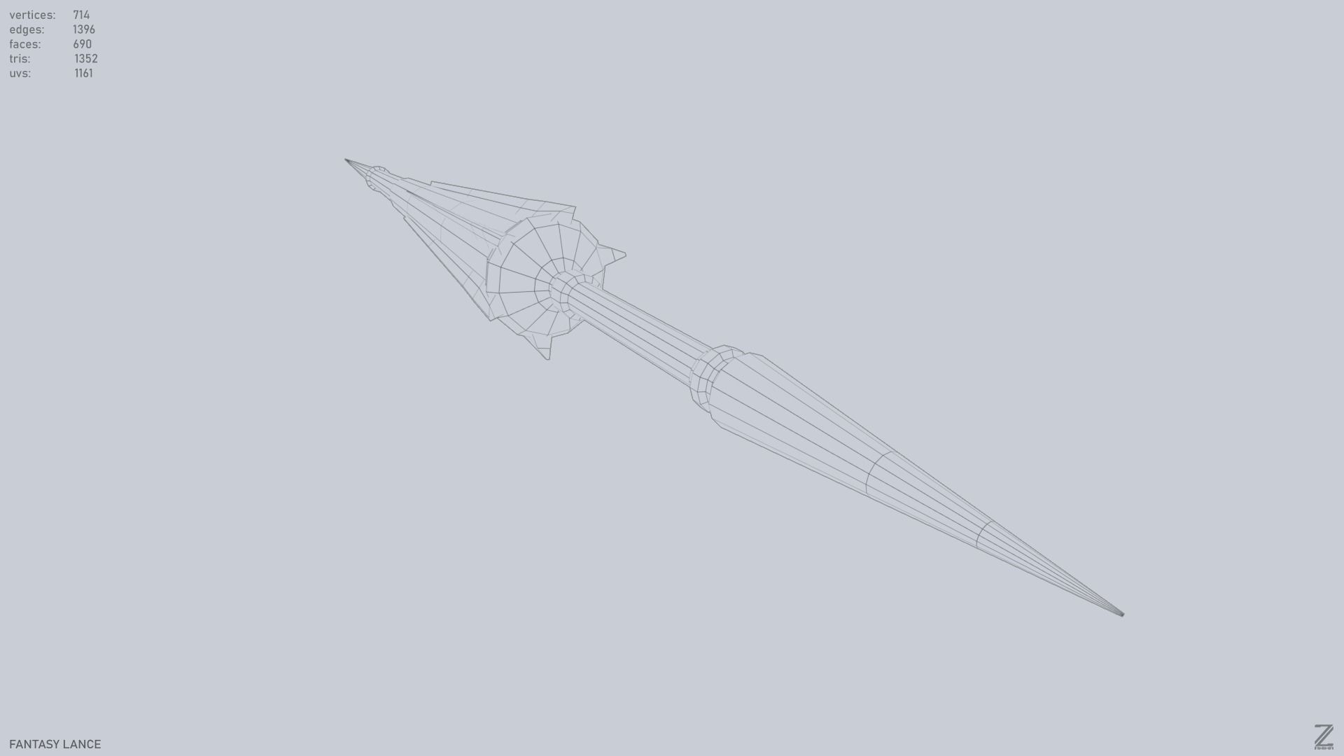 Fantasy lance Low-poly 3D model_13