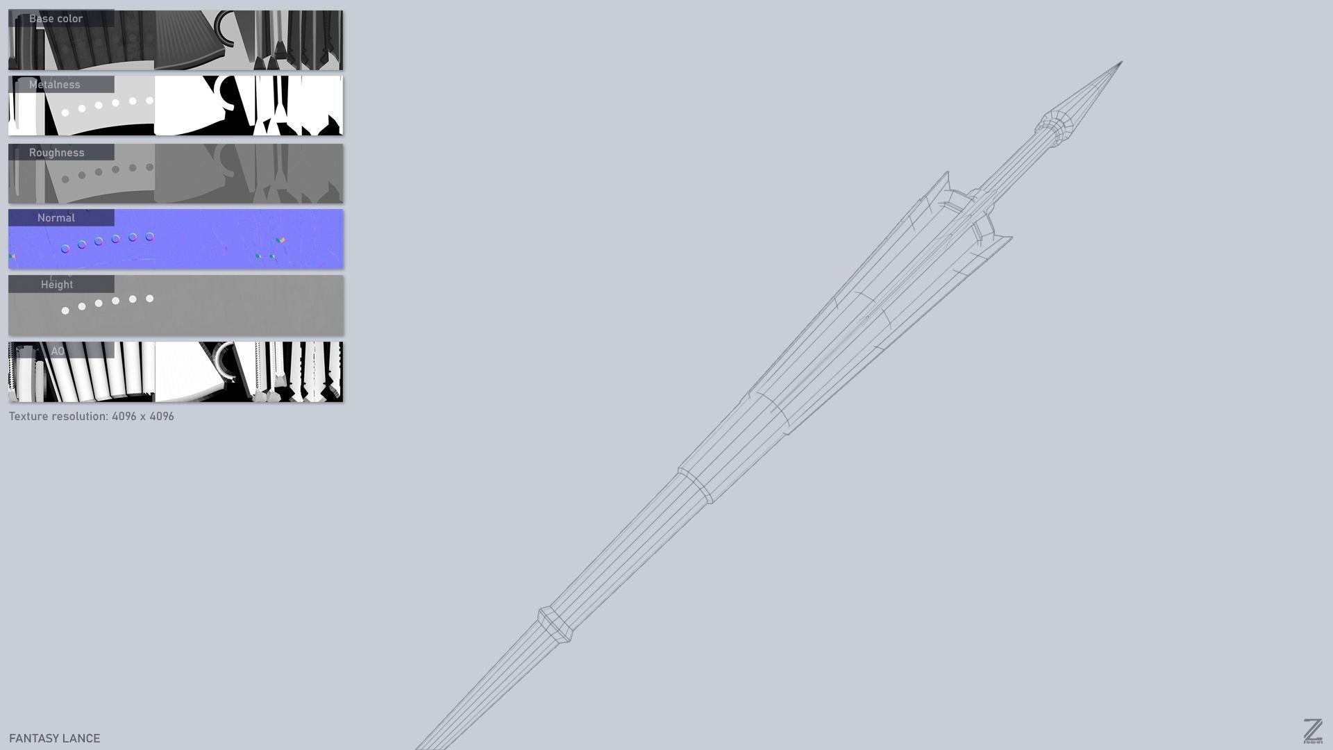 Fantasy lance Low-poly 3D model_2