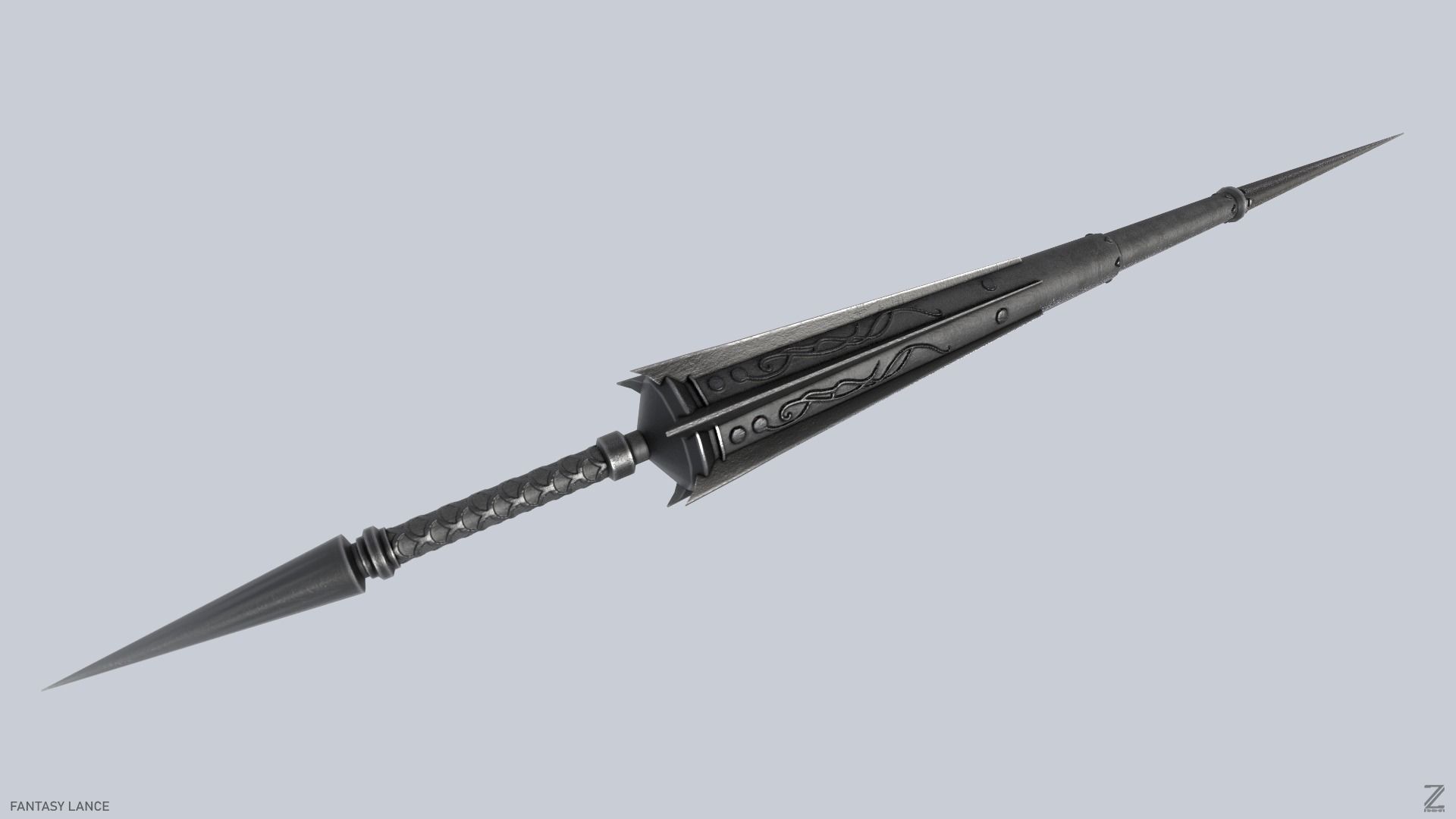 Fantasy lance Low-poly 3D model_6