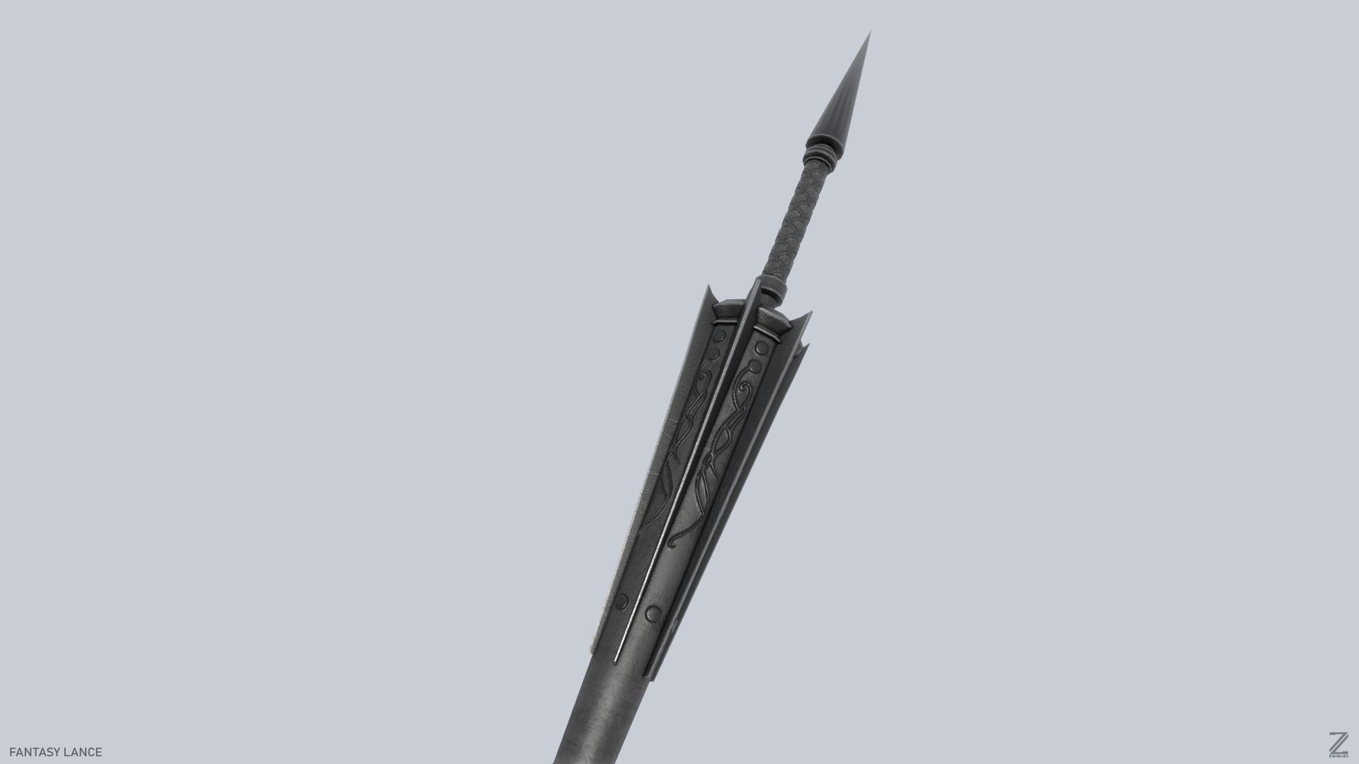 Fantasy lance Low-poly 3D model_4