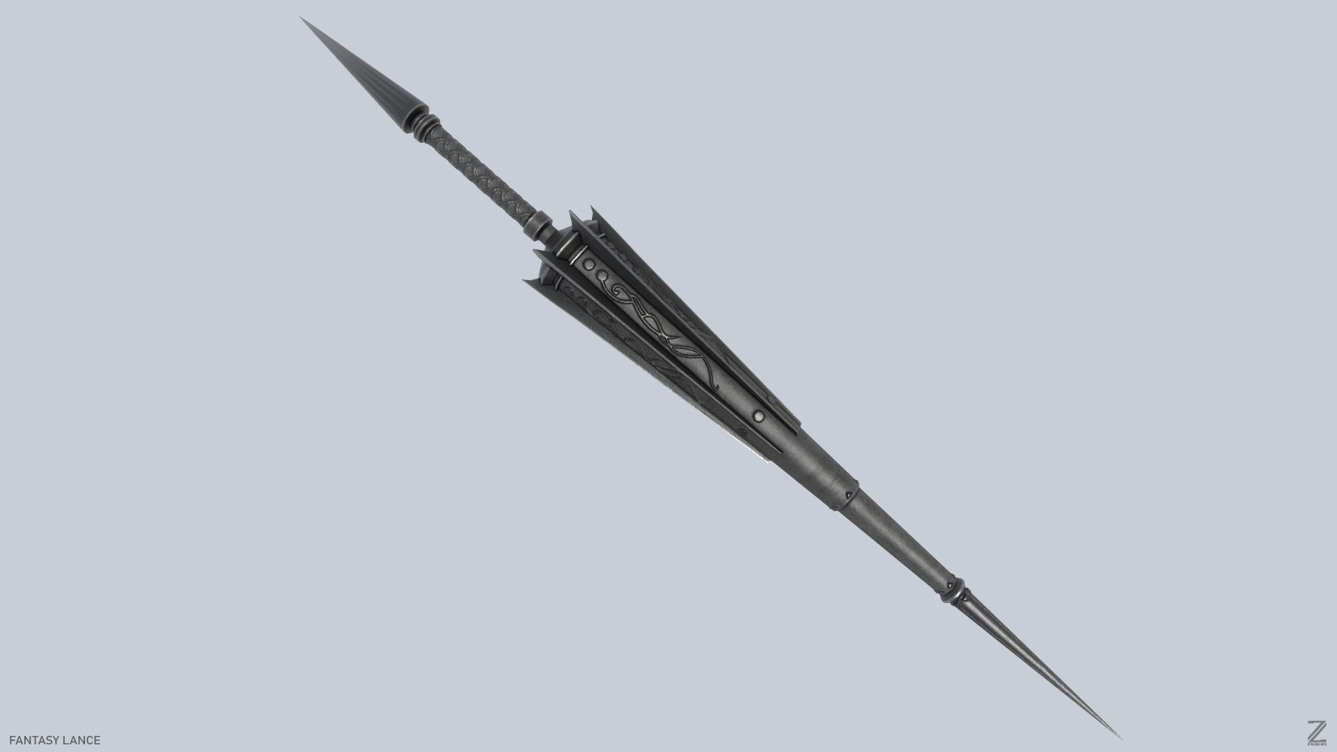 Fantasy lance Low-poly 3D model_5