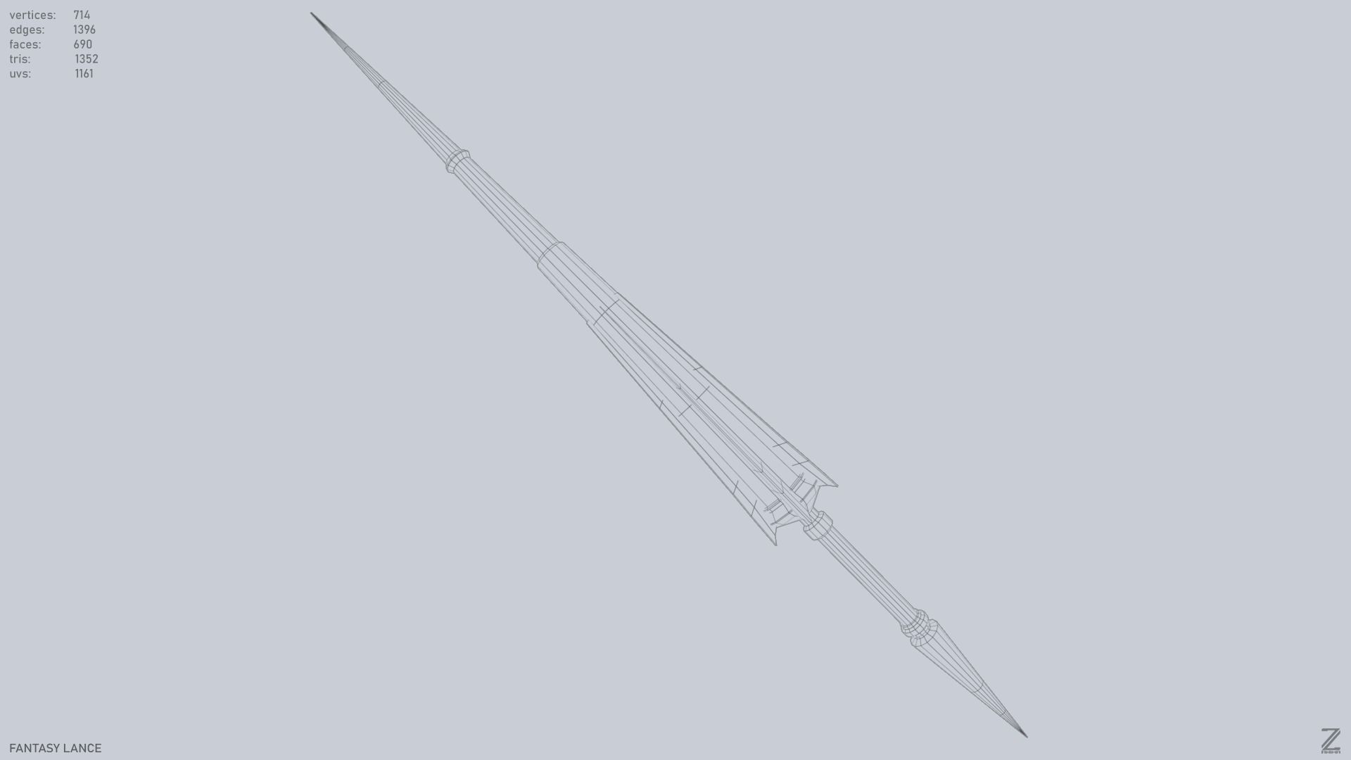 Fantasy lance Low-poly 3D model_9