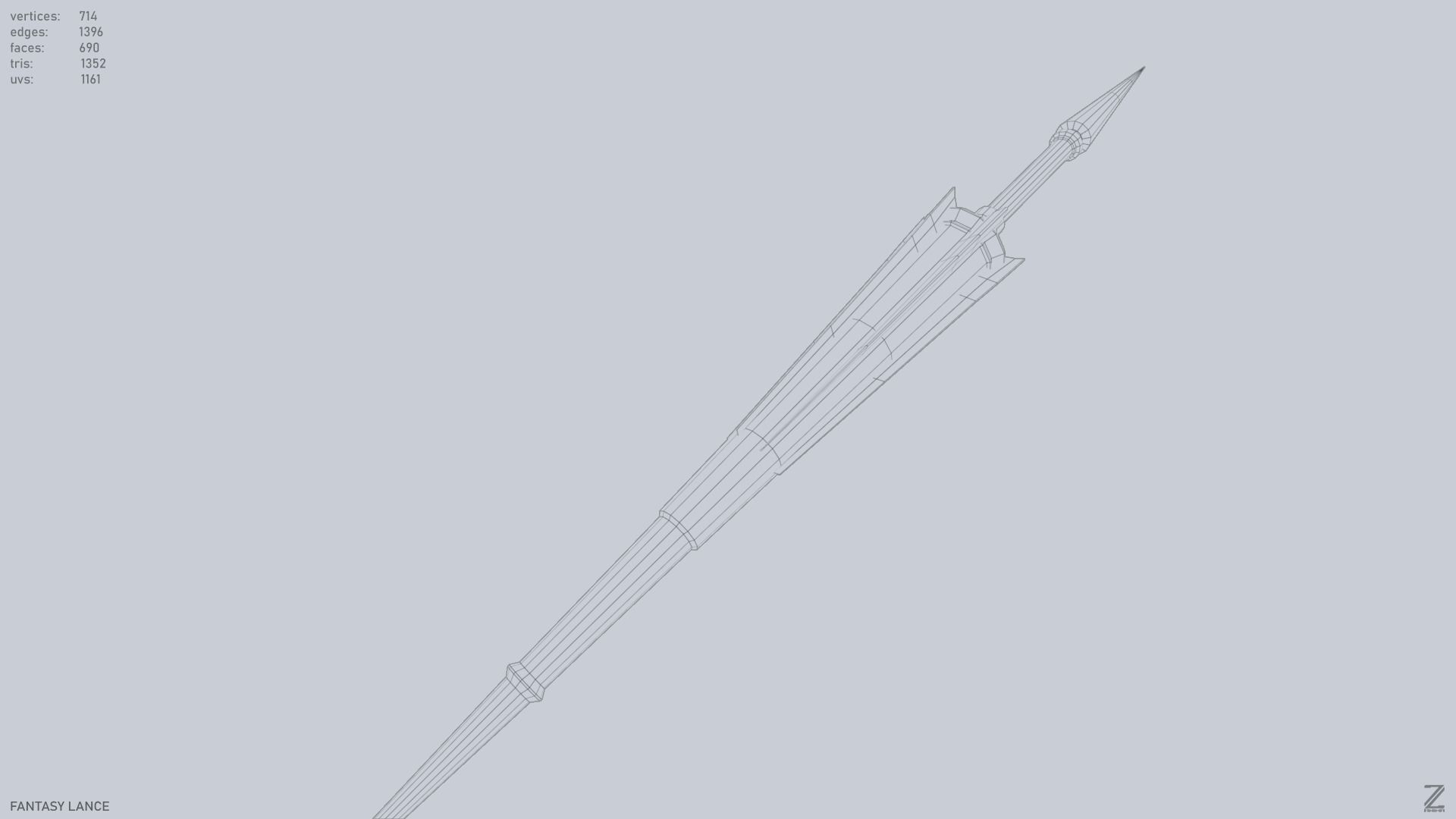 Fantasy lance Low-poly 3D model_14