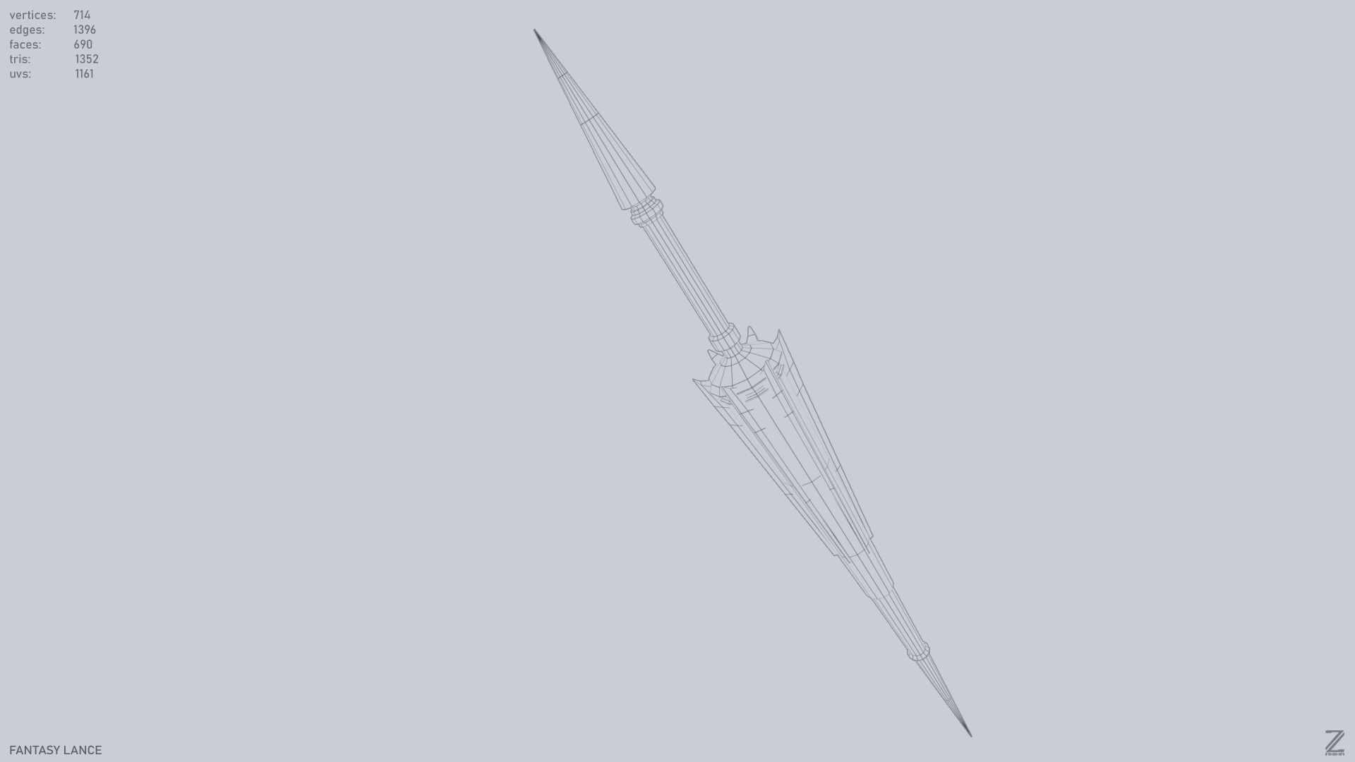 Fantasy lance Low-poly 3D model_12