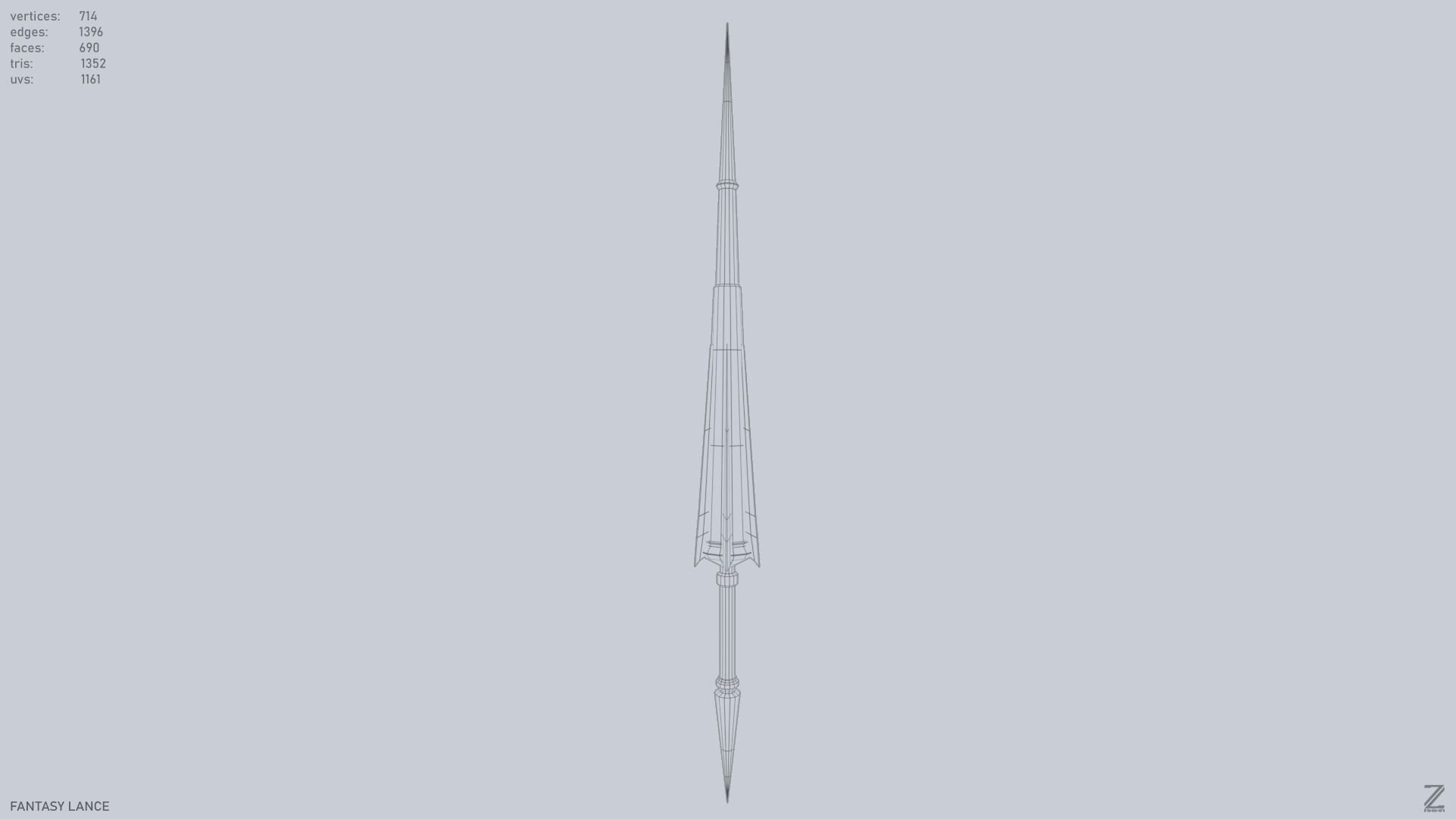 Fantasy lance Low-poly 3D model_8