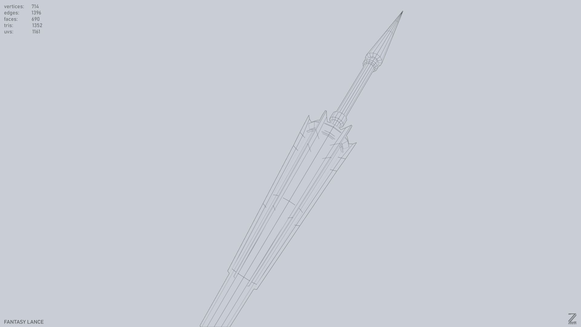 Fantasy lance Low-poly 3D model_11