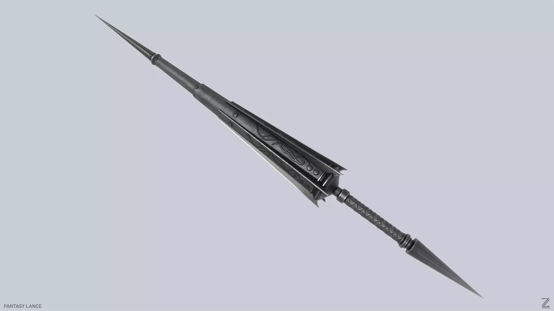 Fantasy lance Low-poly 3D model_0