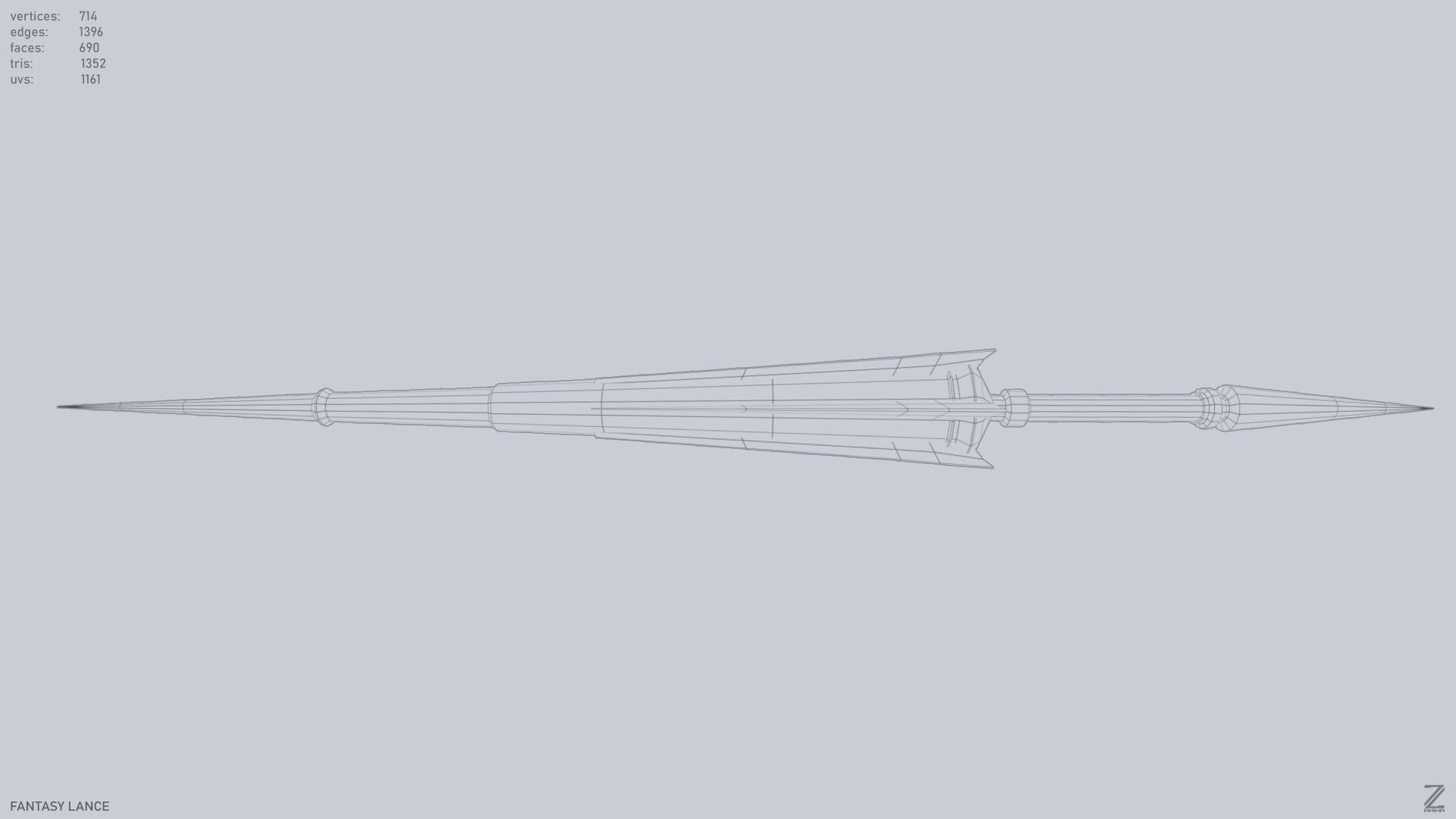 Fantasy lance Low-poly 3D model_10