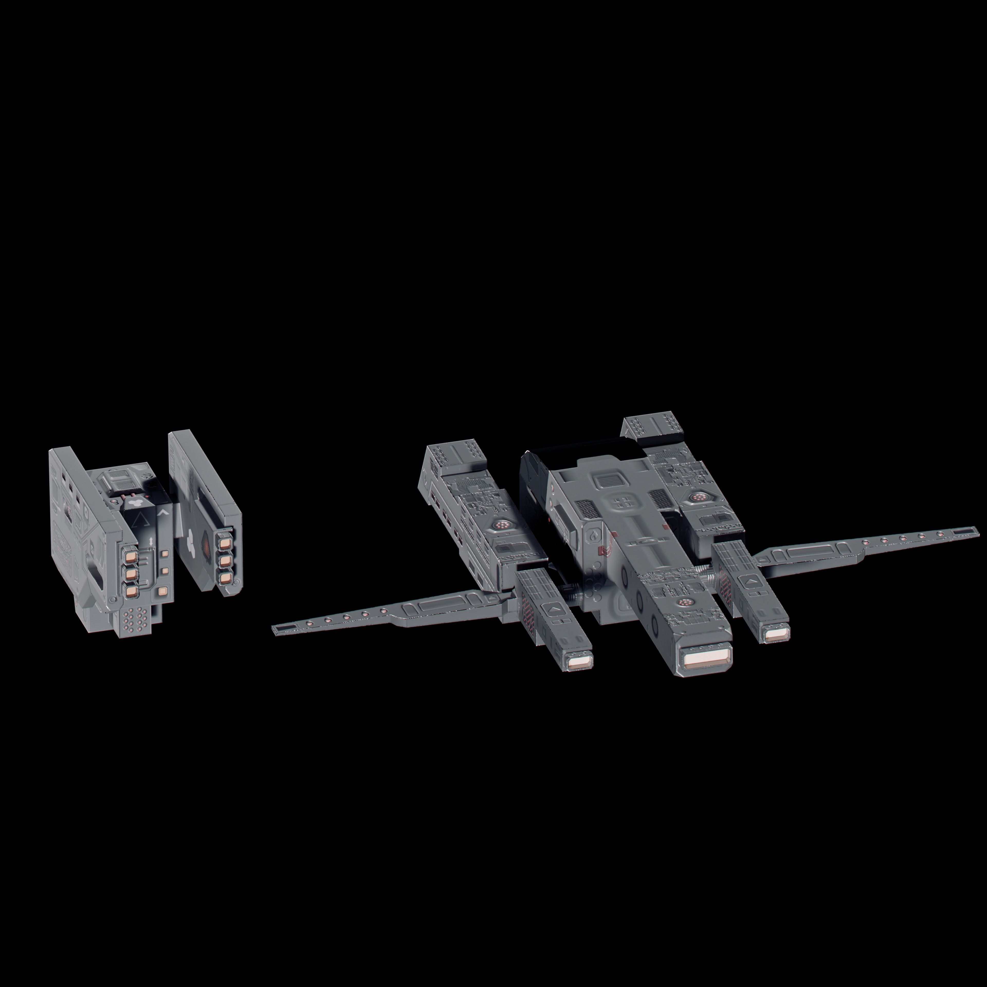 Space ships pack Low-poly 3D model_21