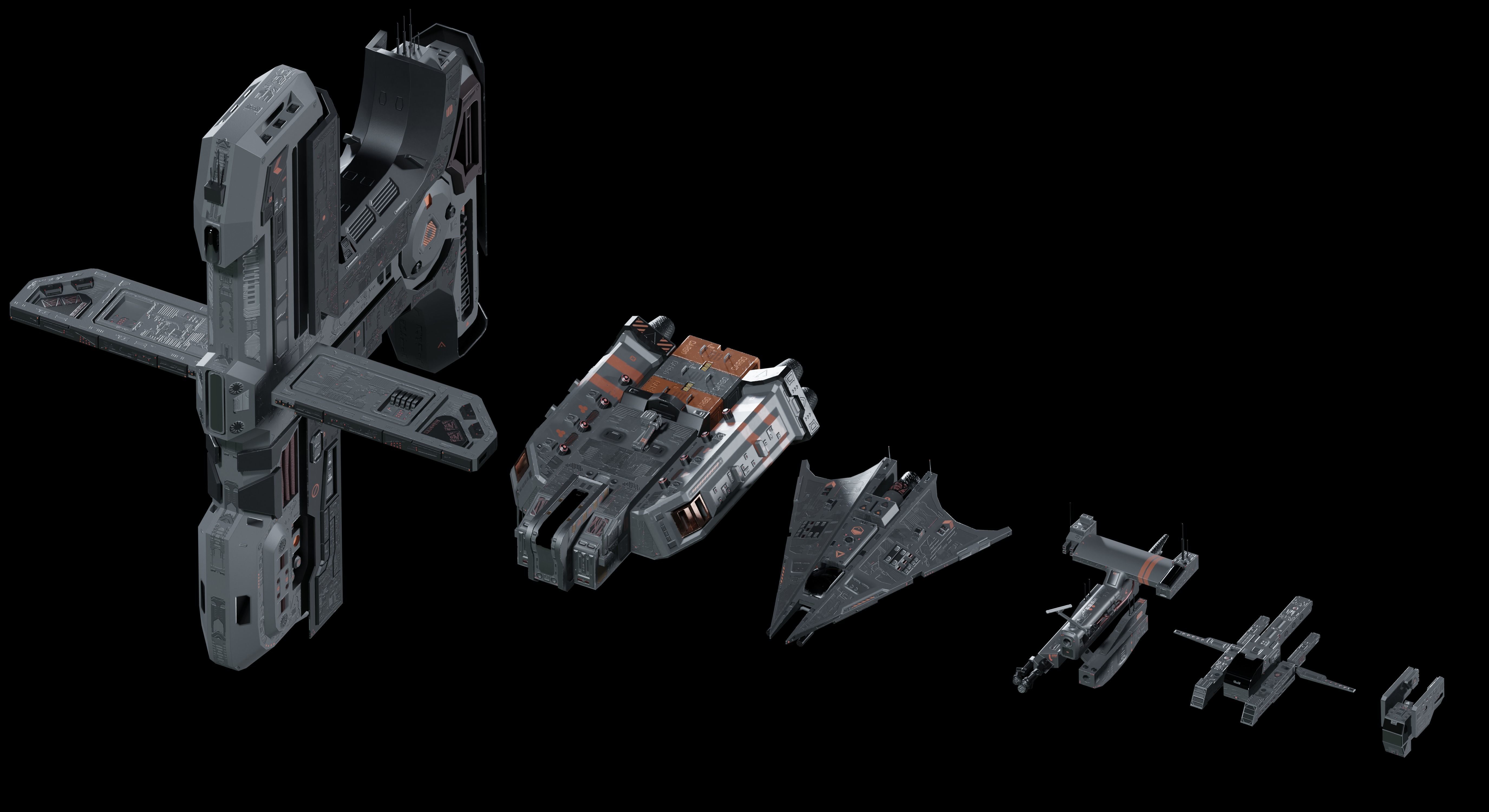 Space ships pack Low-poly 3D model_1