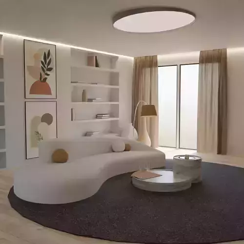 living room in minimalist style 3D model