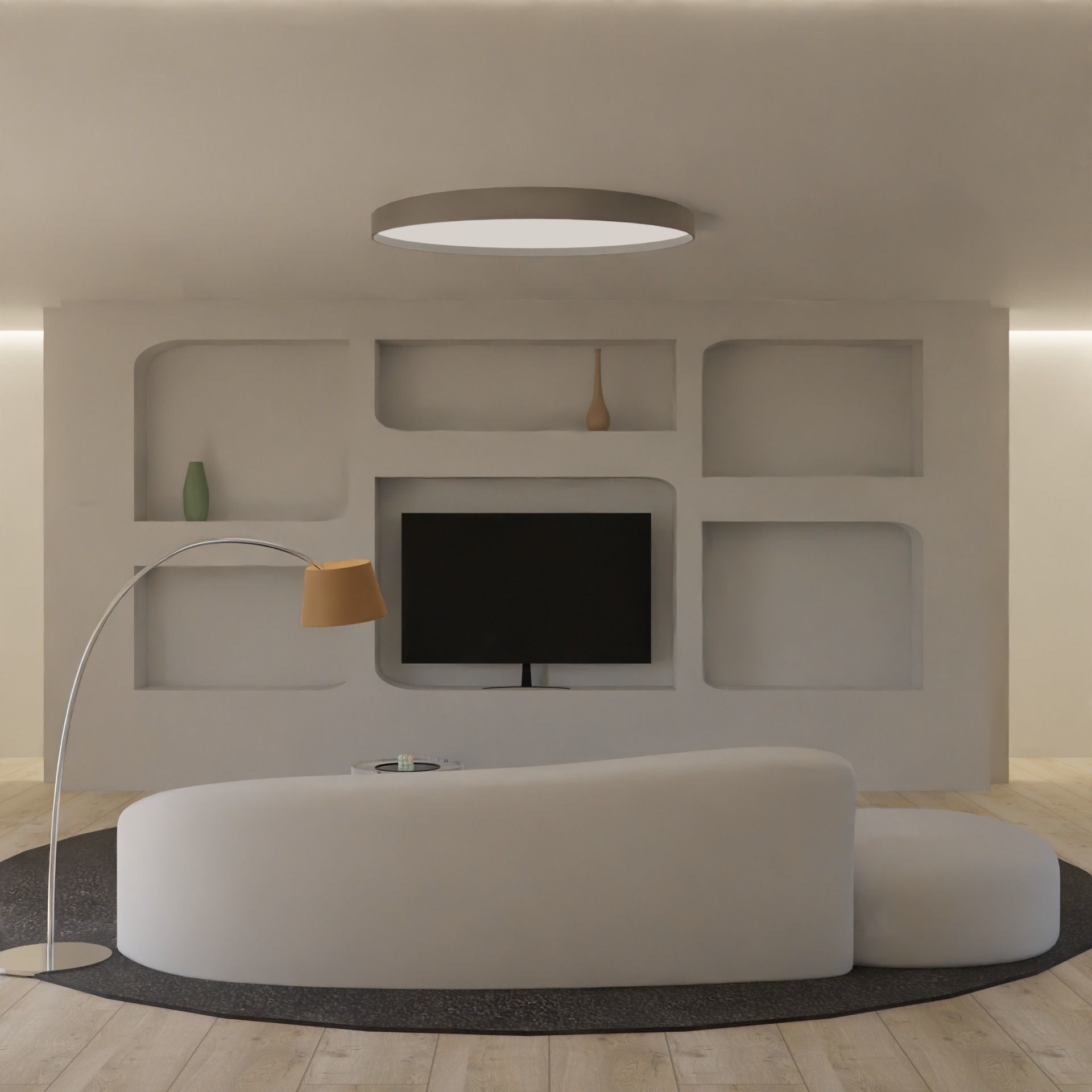 living room in minimalist style 3D model_2