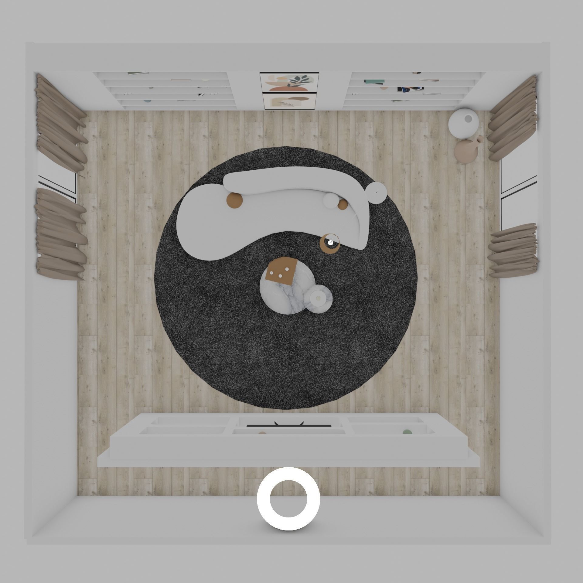 living room in minimalist style 3D model_4