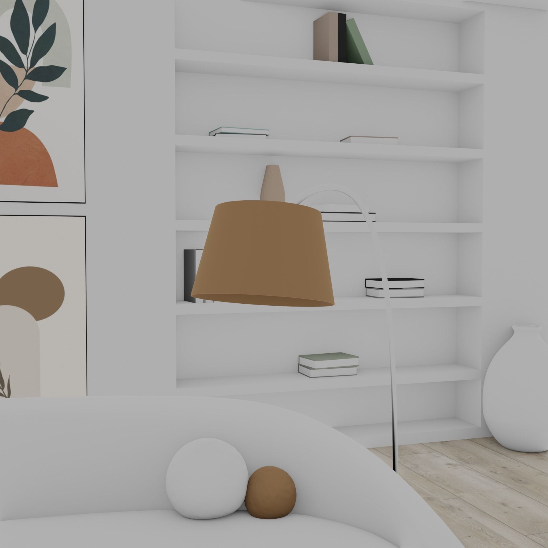 living room in minimalist style 3D model_9