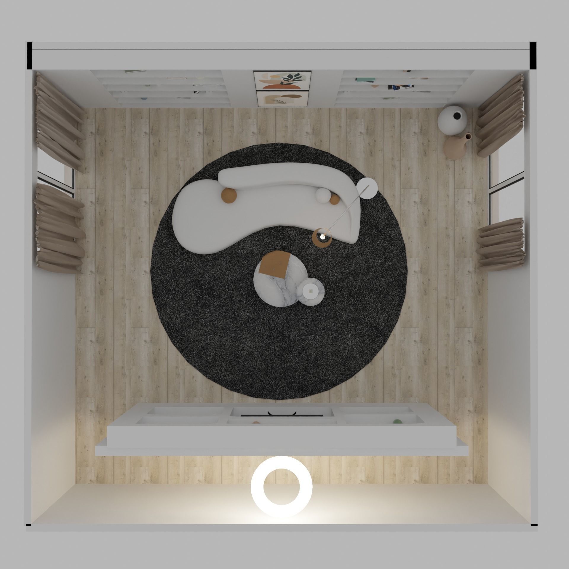 living room in minimalist style 3D model_3