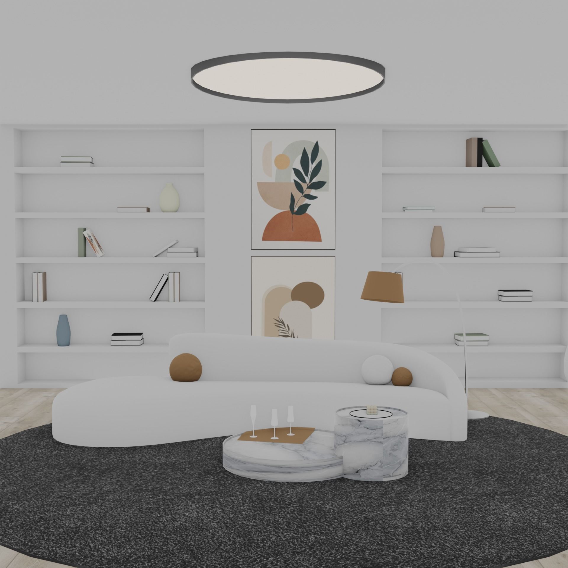living room in minimalist style 3D model_7