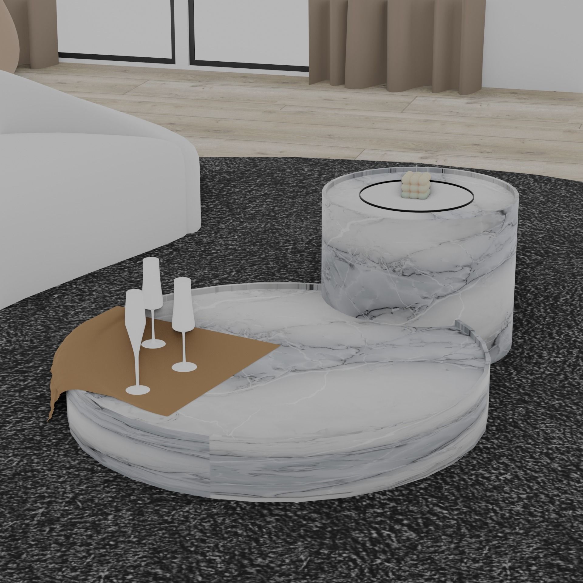 living room in minimalist style 3D model_6