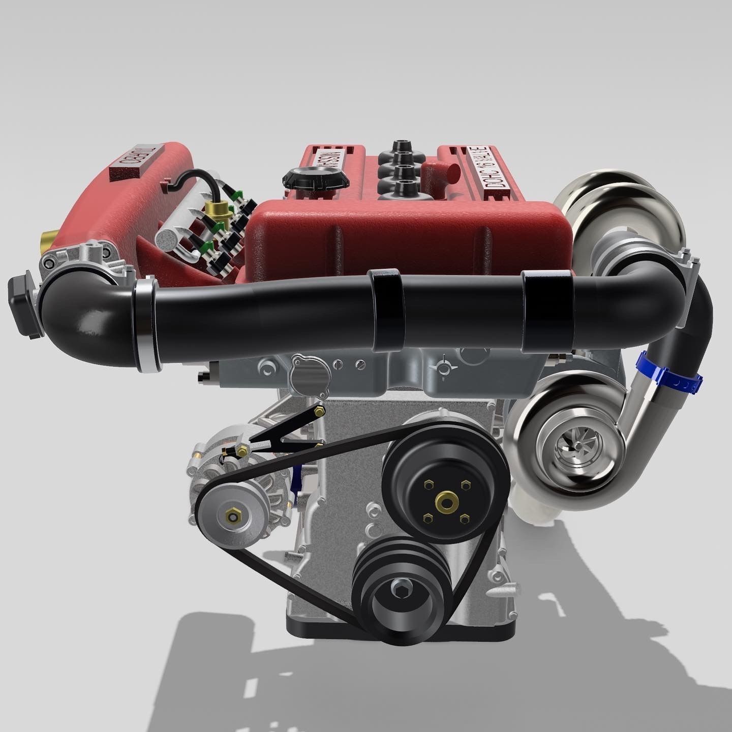 FJ20 FJ24 Engine Turbo n NA with gearbox N accessories 3D print model_4