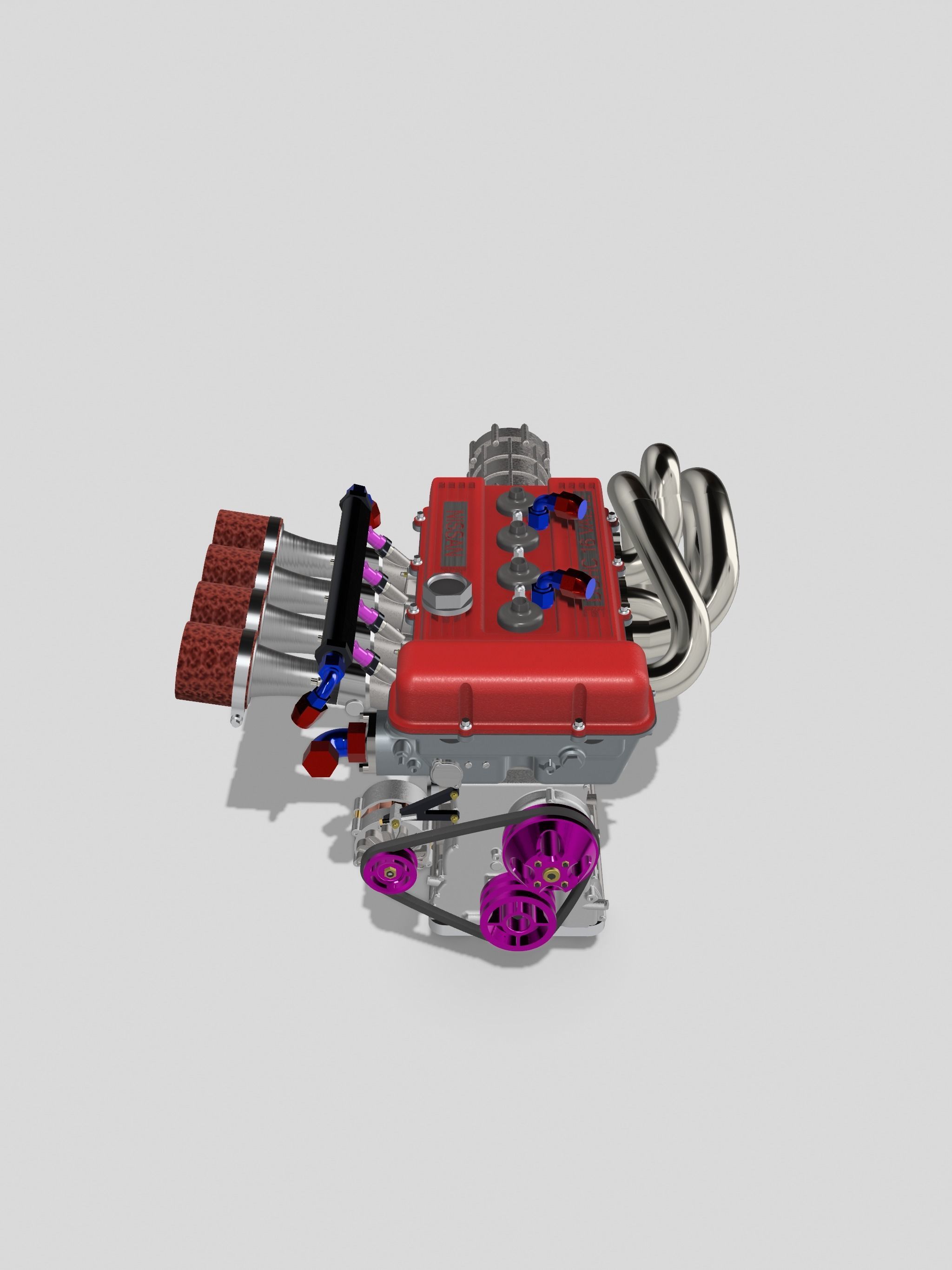 FJ20 FJ24 Engine Turbo n NA with gearbox N accessories 3D print model_9