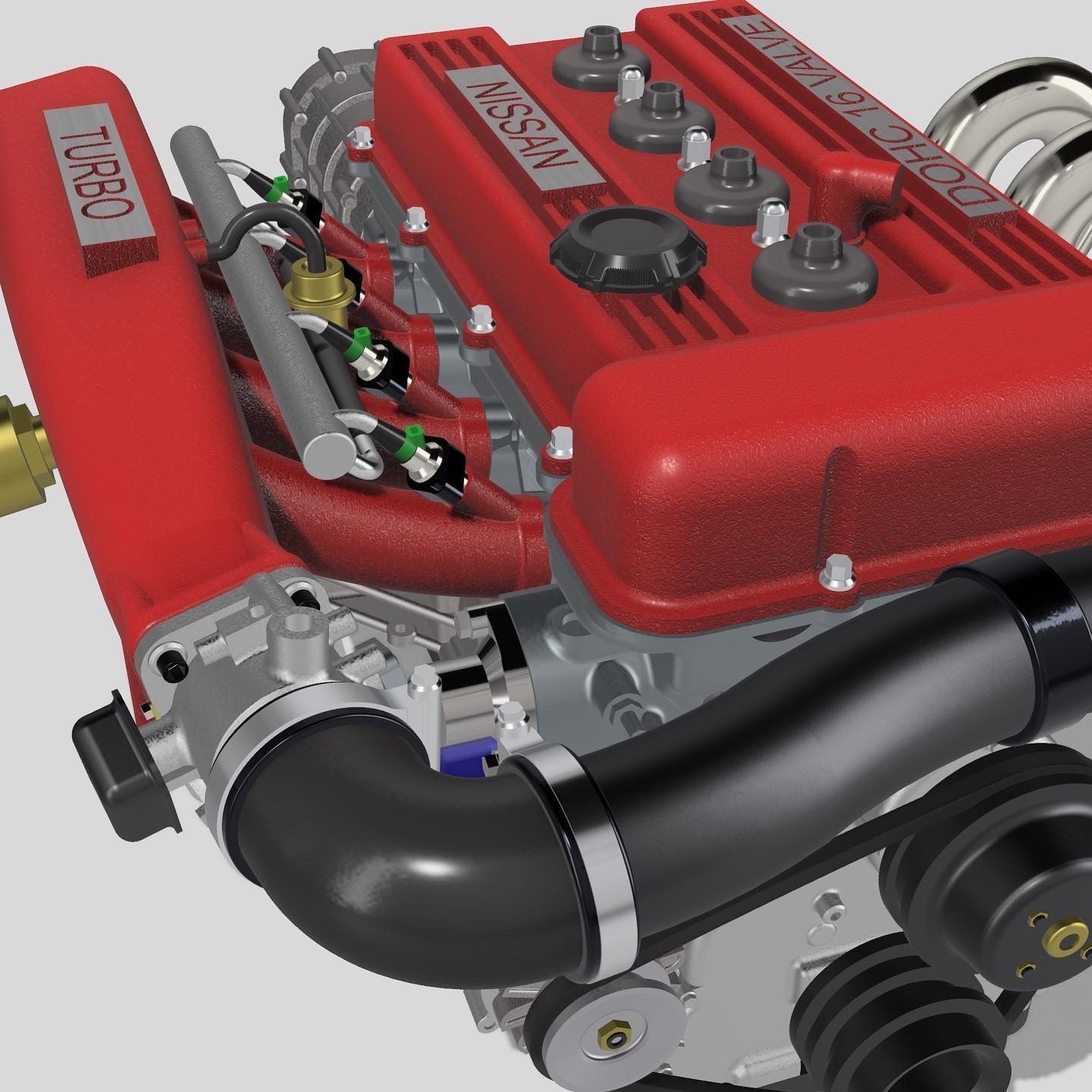 FJ20 FJ24 Engine Turbo n NA with gearbox N accessories 3D print model_7