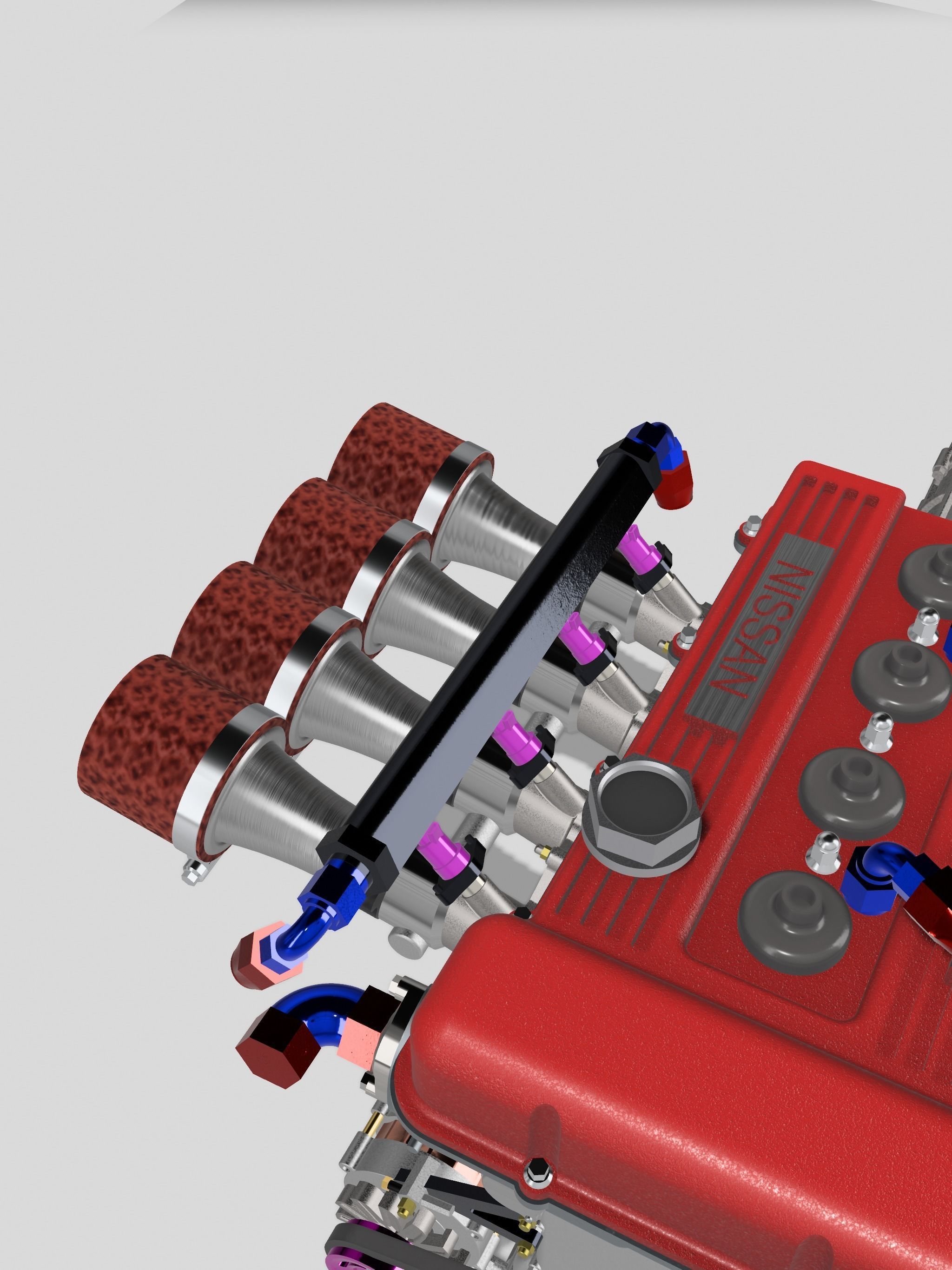 FJ20 FJ24 Engine Turbo n NA with gearbox N accessories 3D print model_12