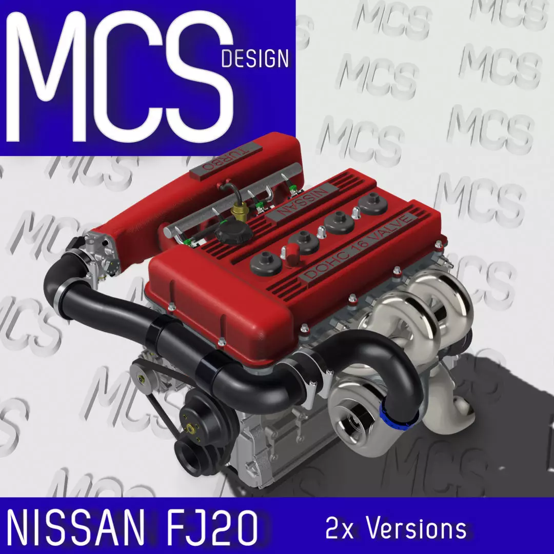 FJ20 FJ24 Engine Turbo n NA with gearbox N accessories 3D print model_0