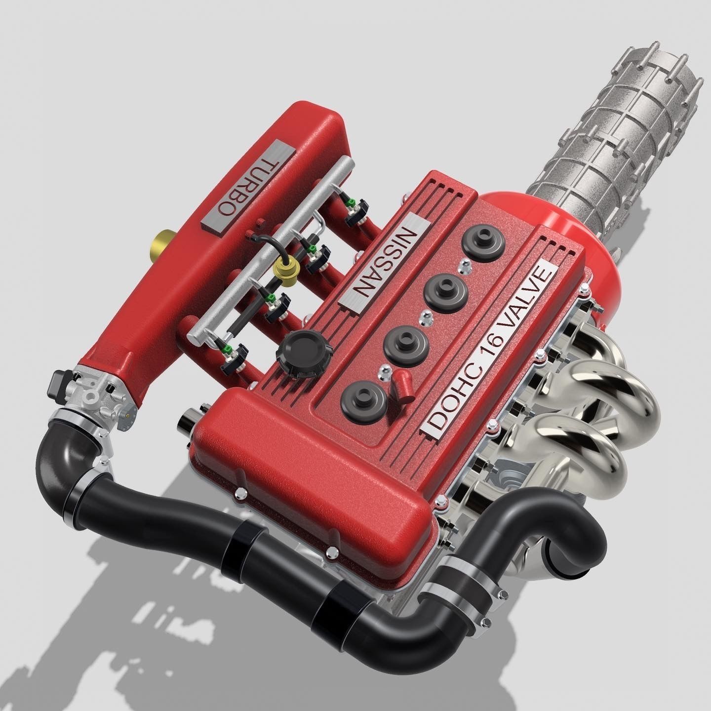 FJ20 FJ24 Engine Turbo n NA with gearbox N accessories 3D print model_1