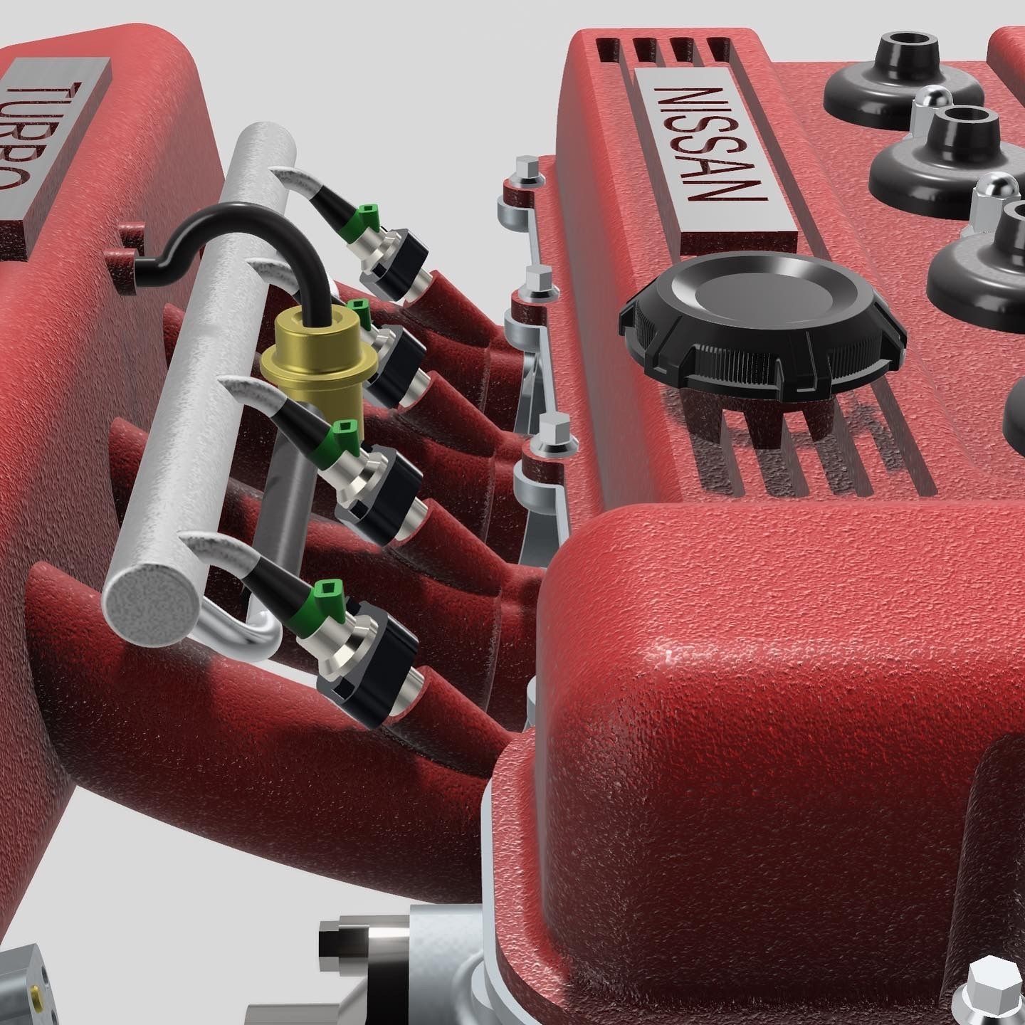 FJ20 FJ24 Engine Turbo n NA with gearbox N accessories 3D print model_8