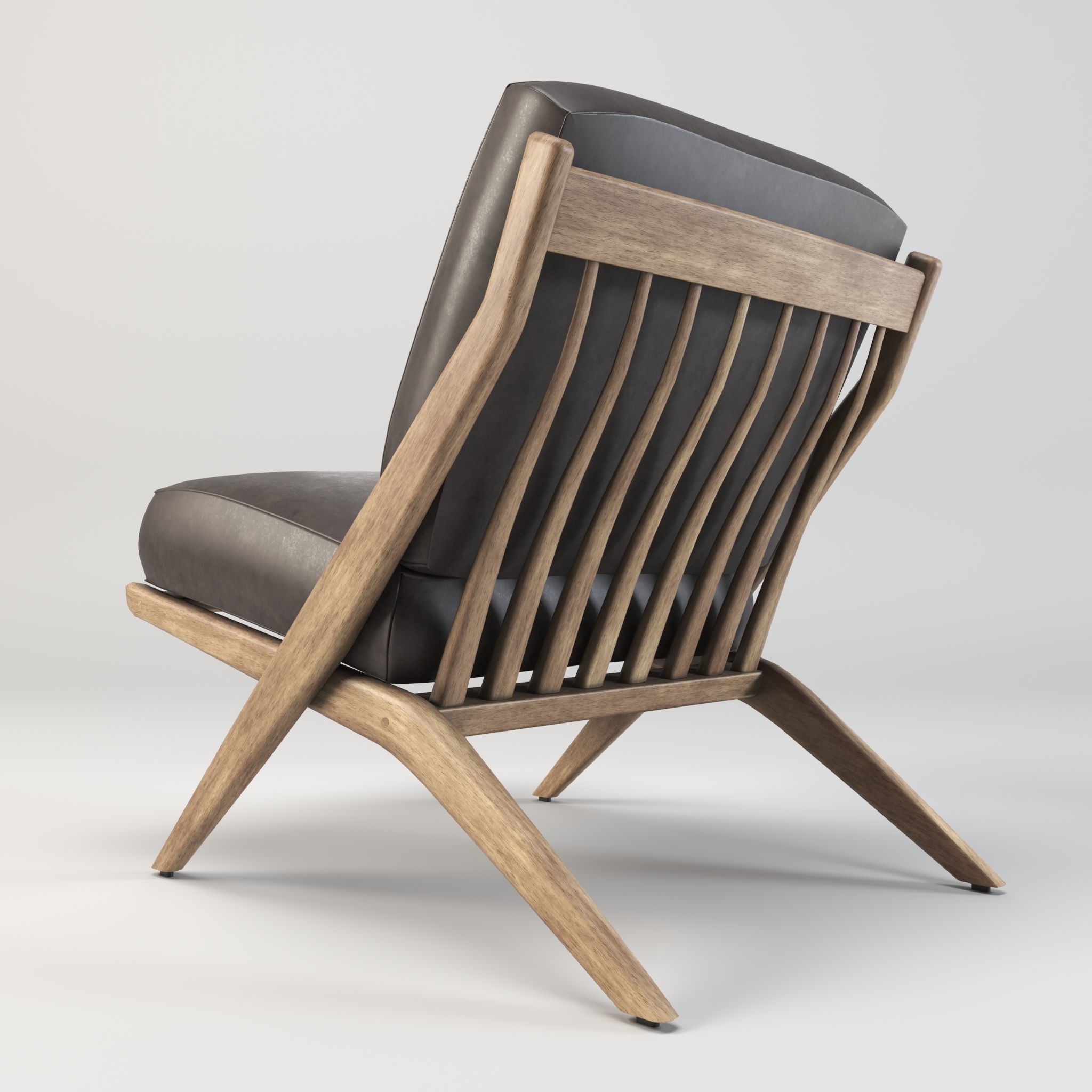 Armchair - Accent chair - Leather armchair Low-poly 3D model_5