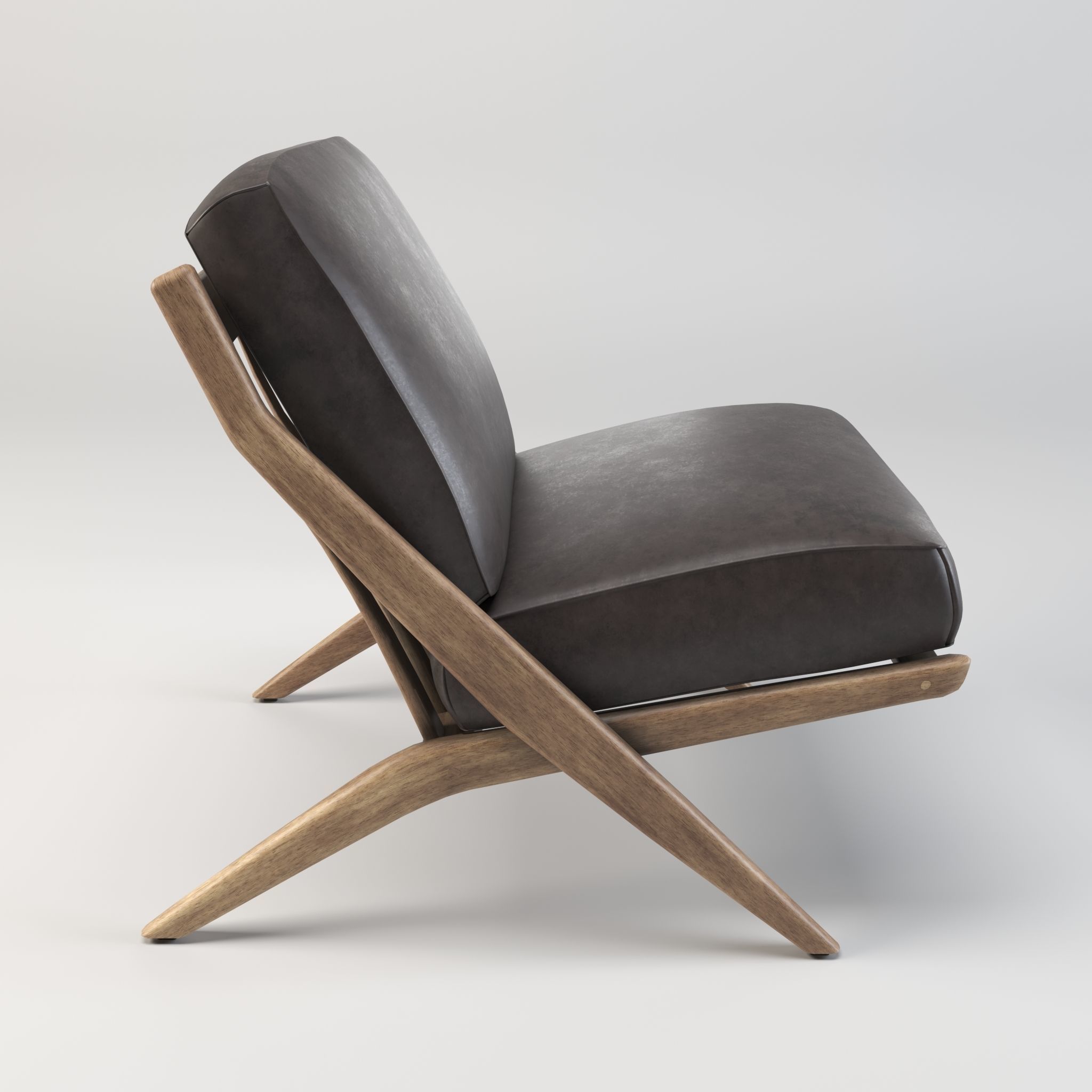 Armchair - Accent chair - Leather armchair Low-poly 3D model_3